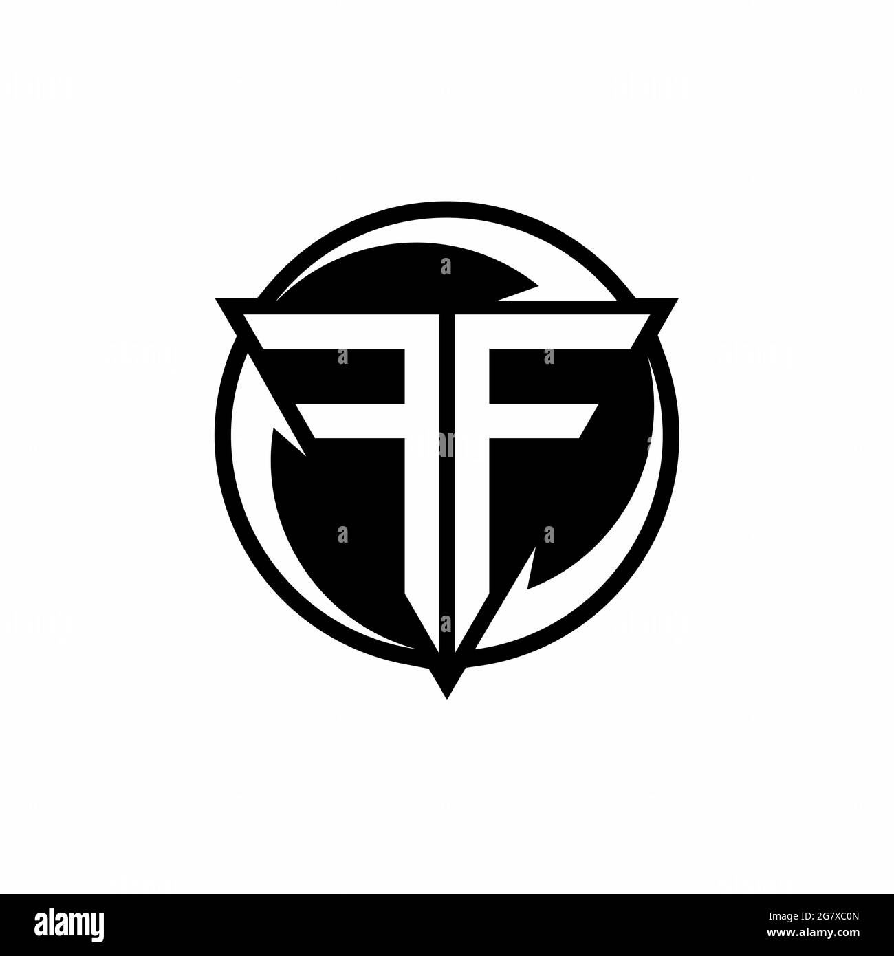 FF logo with triangle shape and circle rounded design template ...