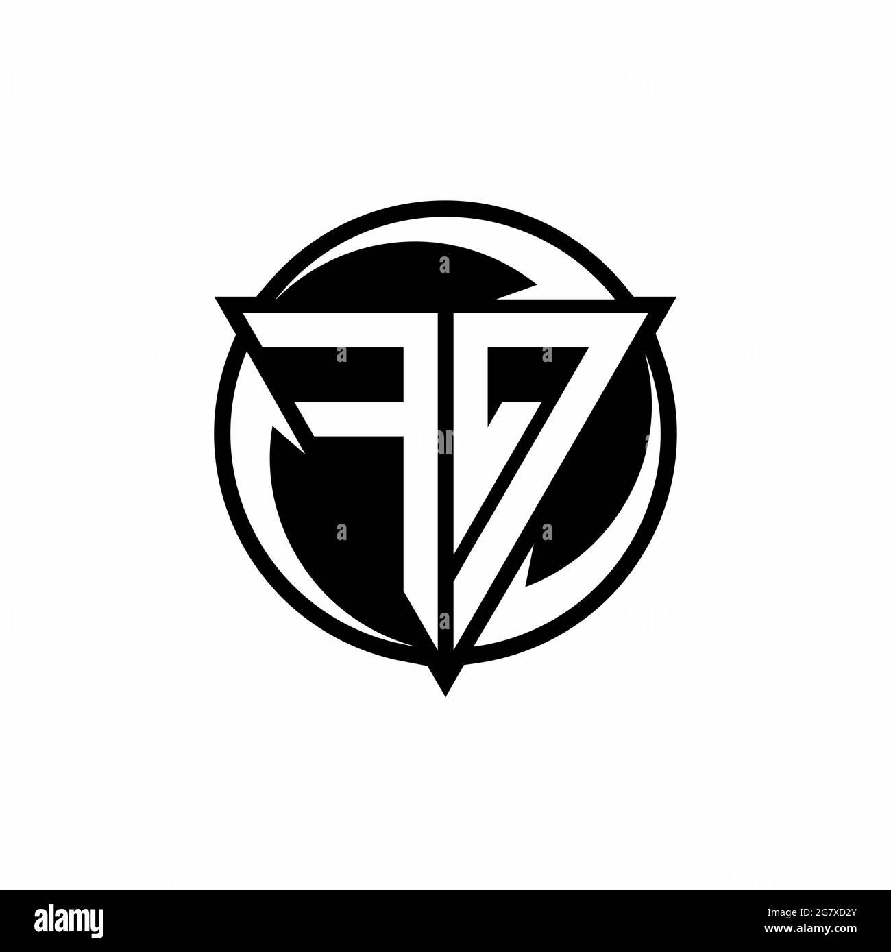 FQ logo with triangle shape and circle rounded design template isolated on white background Stock Vector