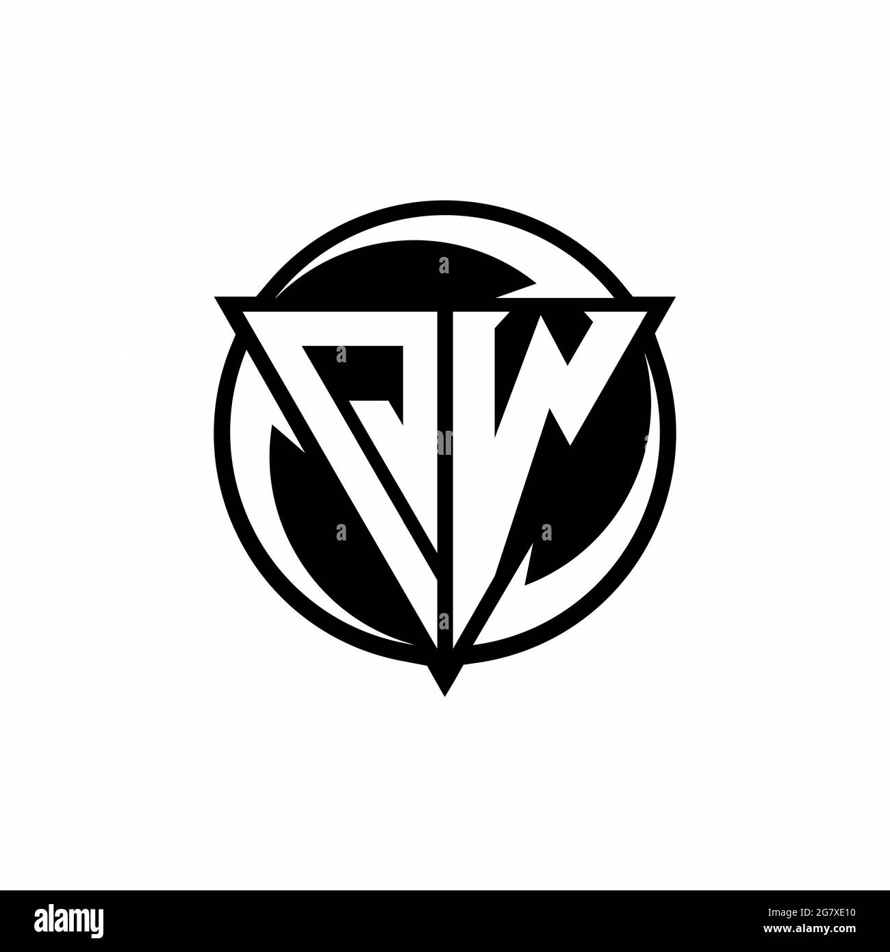 QW logo with triangle shape and circle rounded design template isolated
