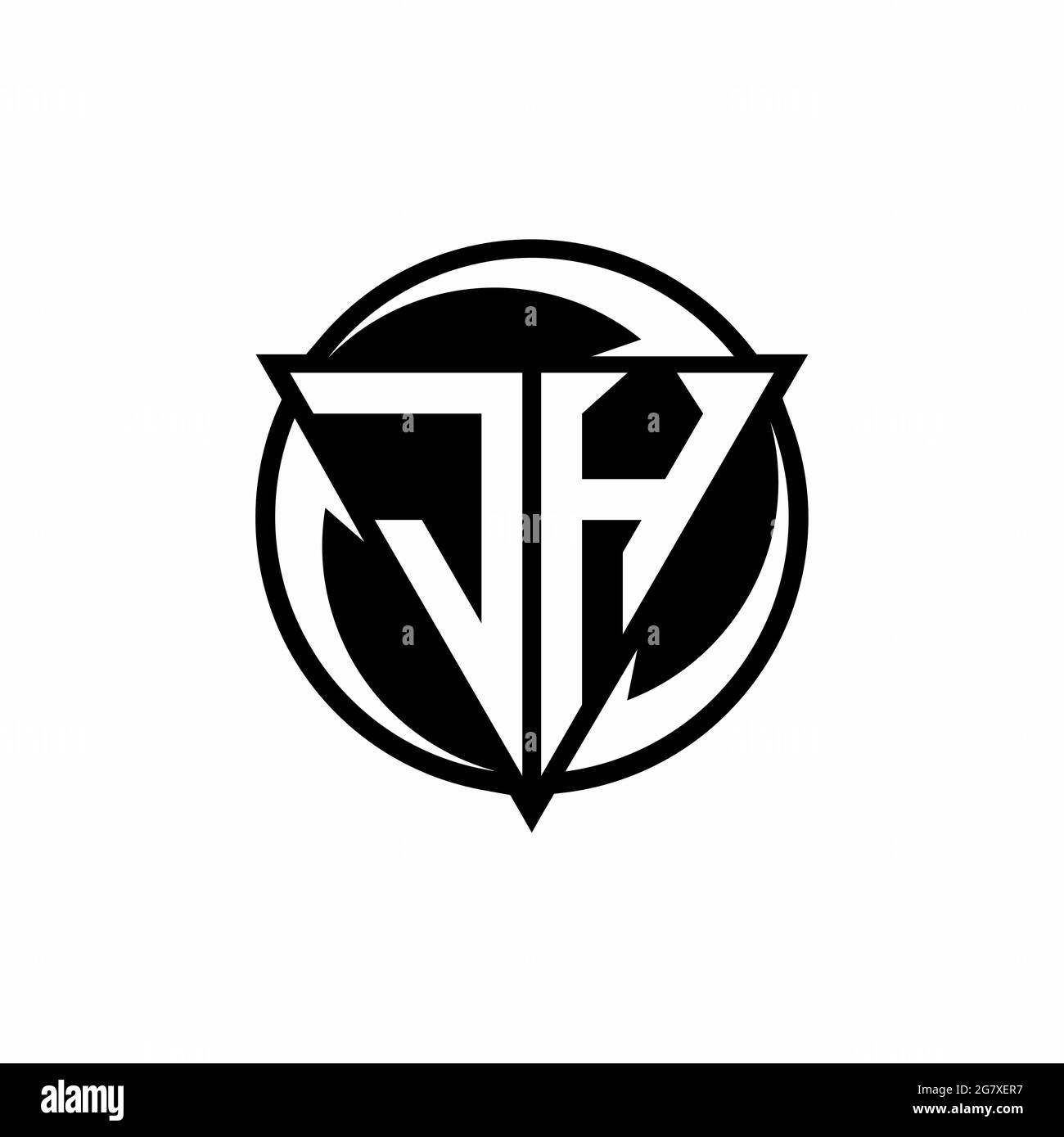 JH logo with triangle shape and circle rounded design template isolated ...