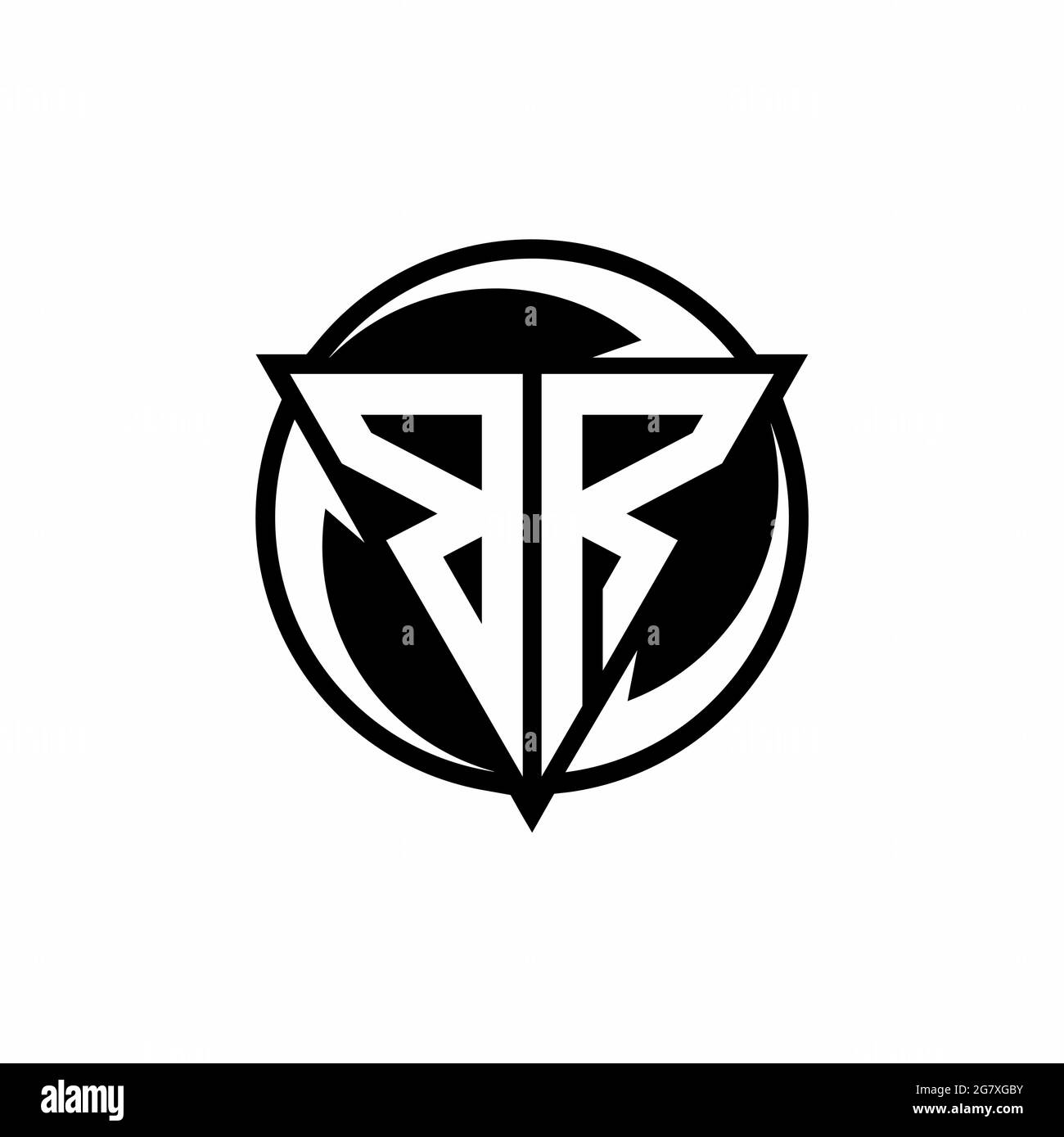BR logo with triangle shape and circle rounded design template isolated on white background Stock Vector