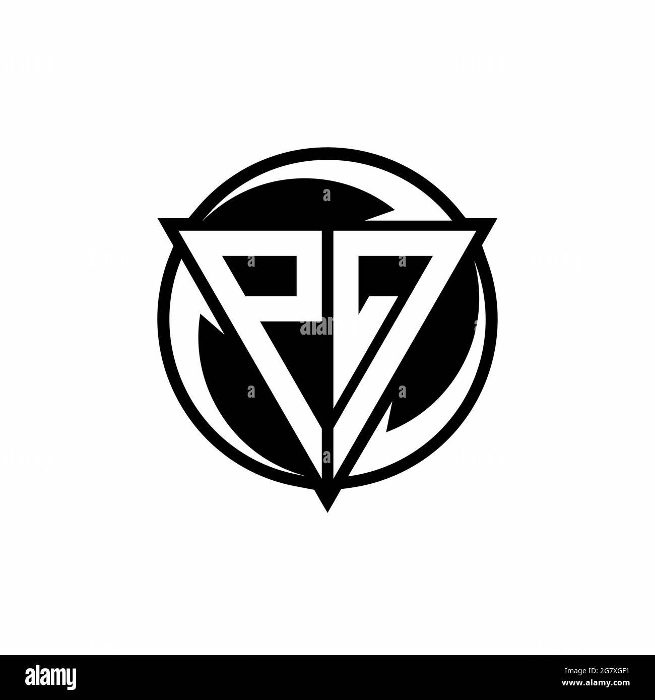 PQ logo with triangle shape and circle rounded design template isolated on white background Stock Vector