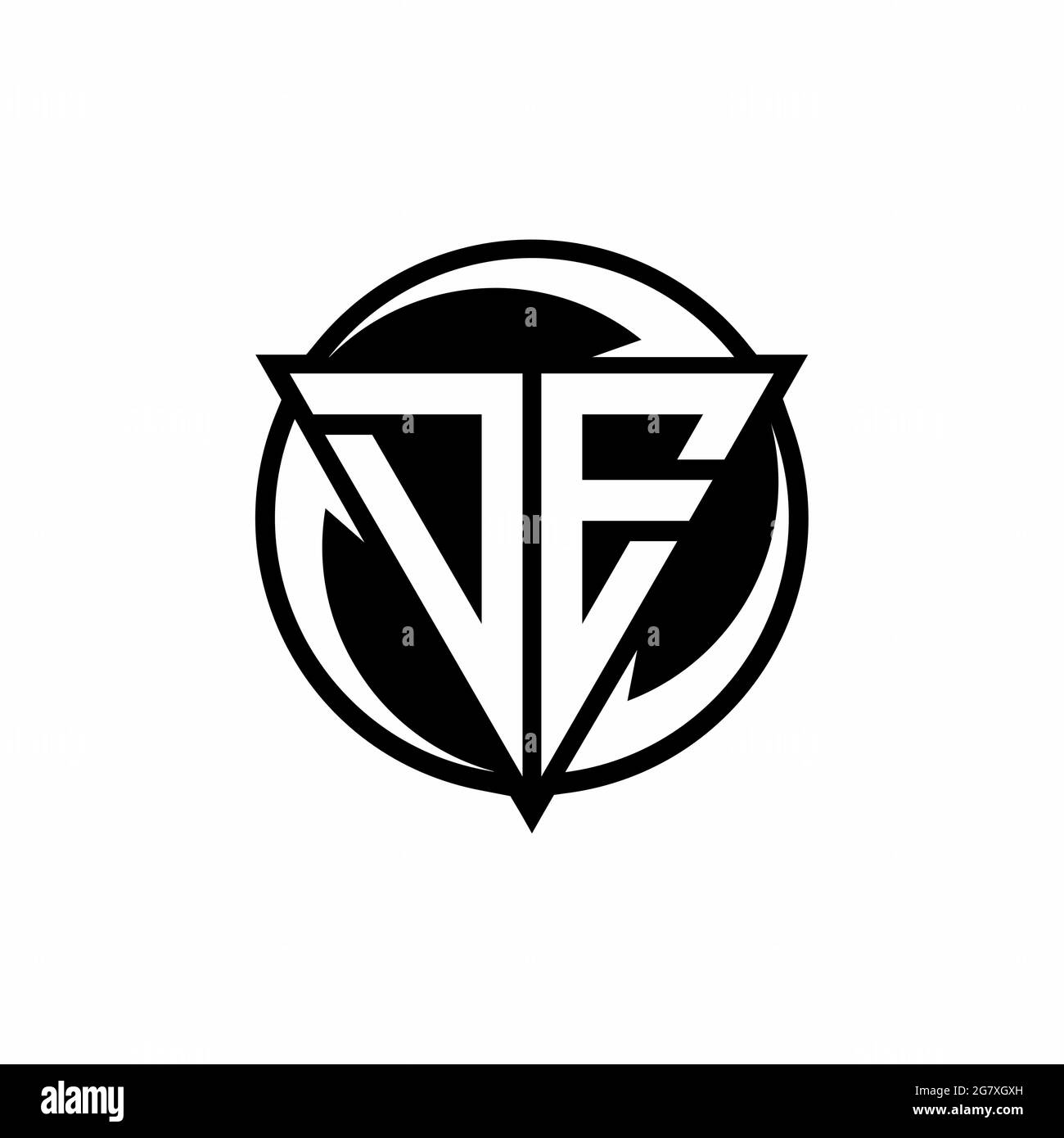 DE logo with triangle shape and circle rounded design template isolated on white background Stock Vector