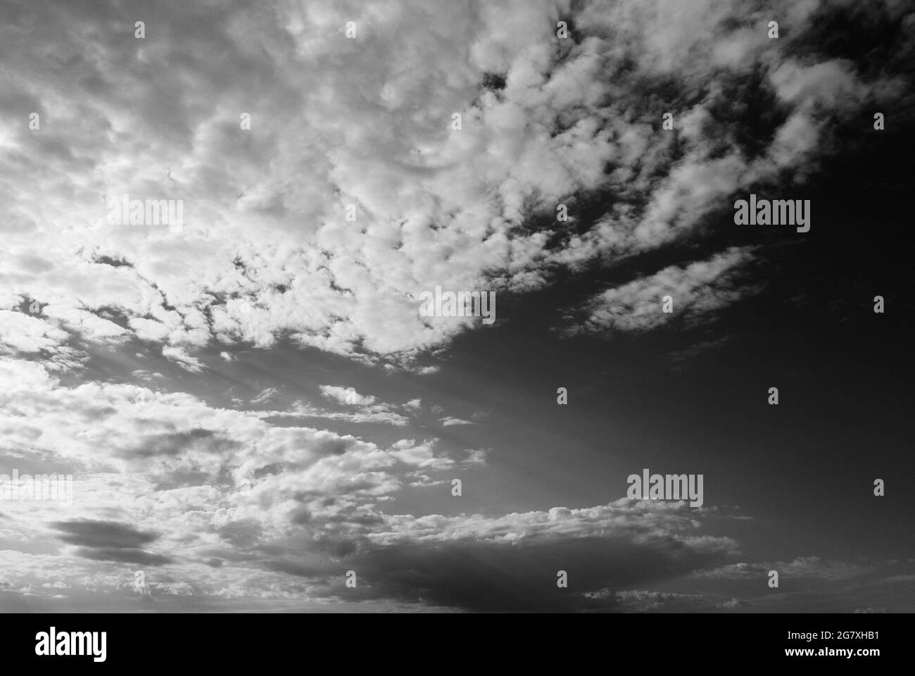 Aerial view from drone on clouds in the sky outdoor black and white ...