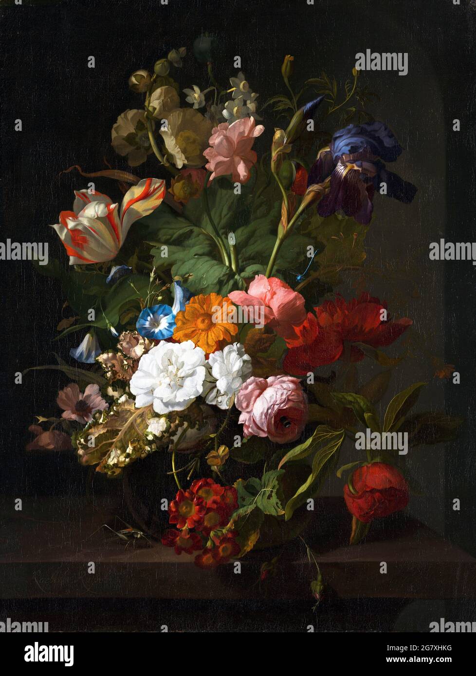 Vase with Flowers by Rachel Ruysch (1664-1750), oil on canvas, 1700 Stock Photo