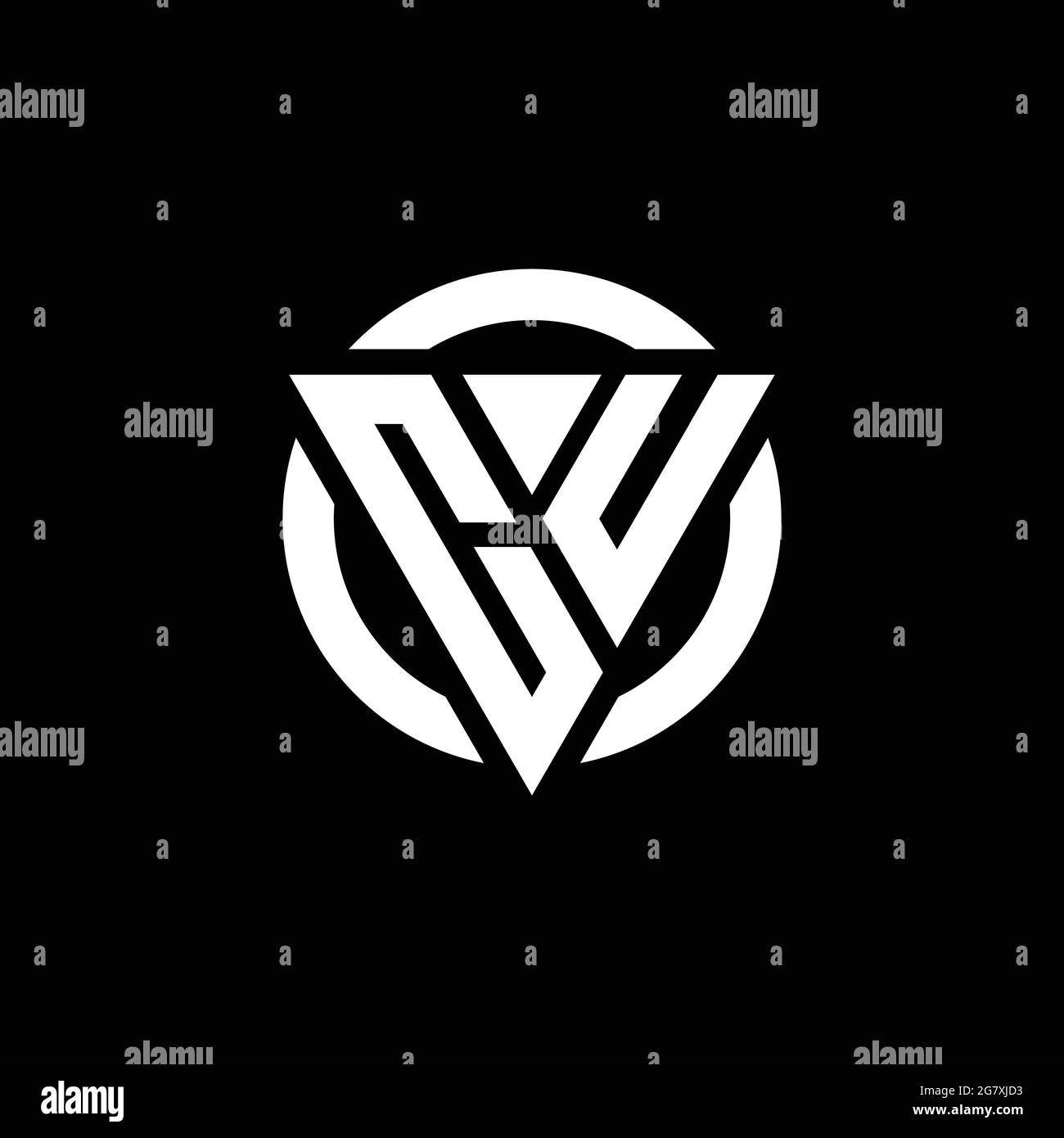 CU logo with triangle shape and circle rounded design template isolated on black background Stock Vector