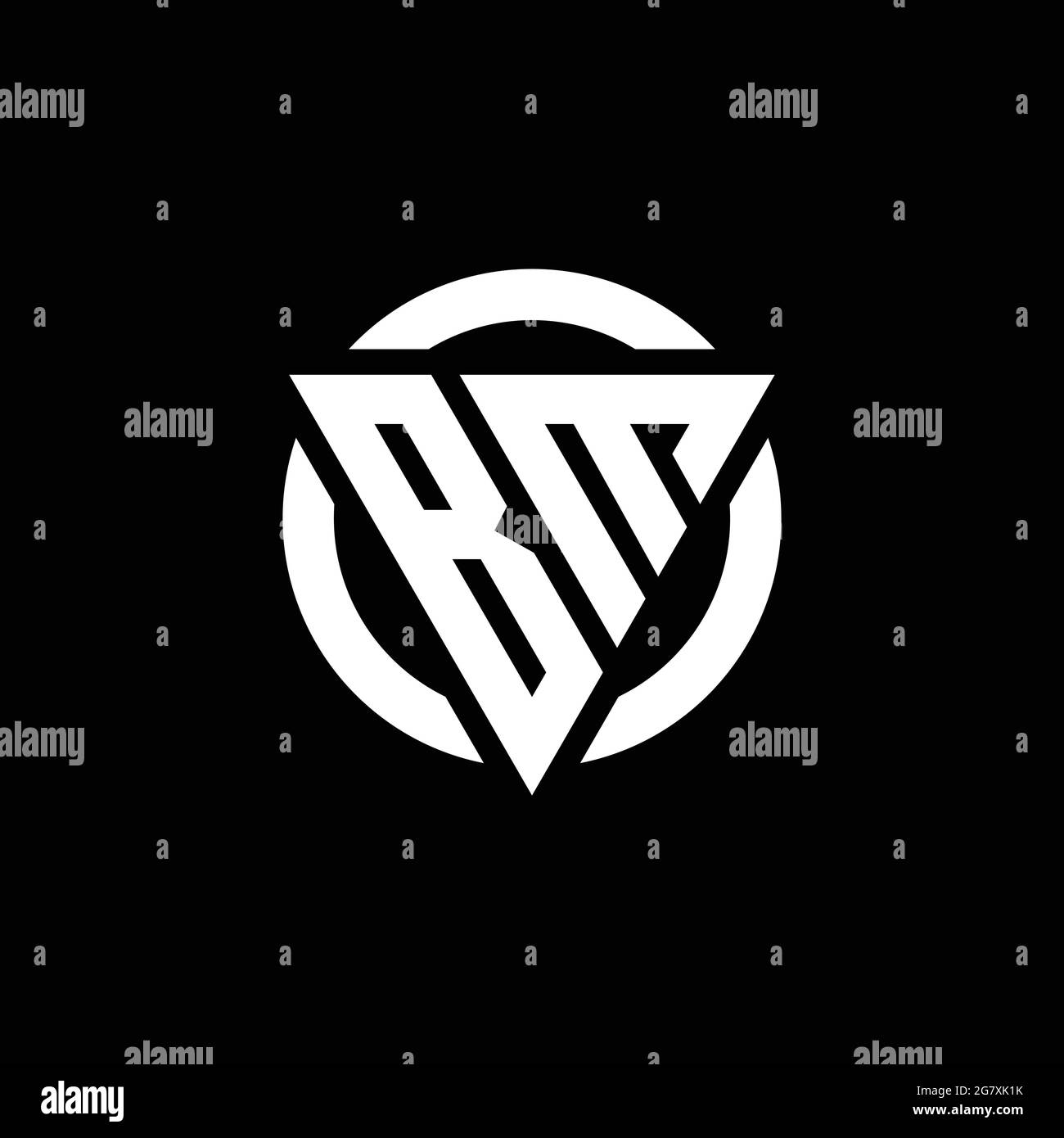 BM logo with triangle shape and circle rounded design template isolated ...