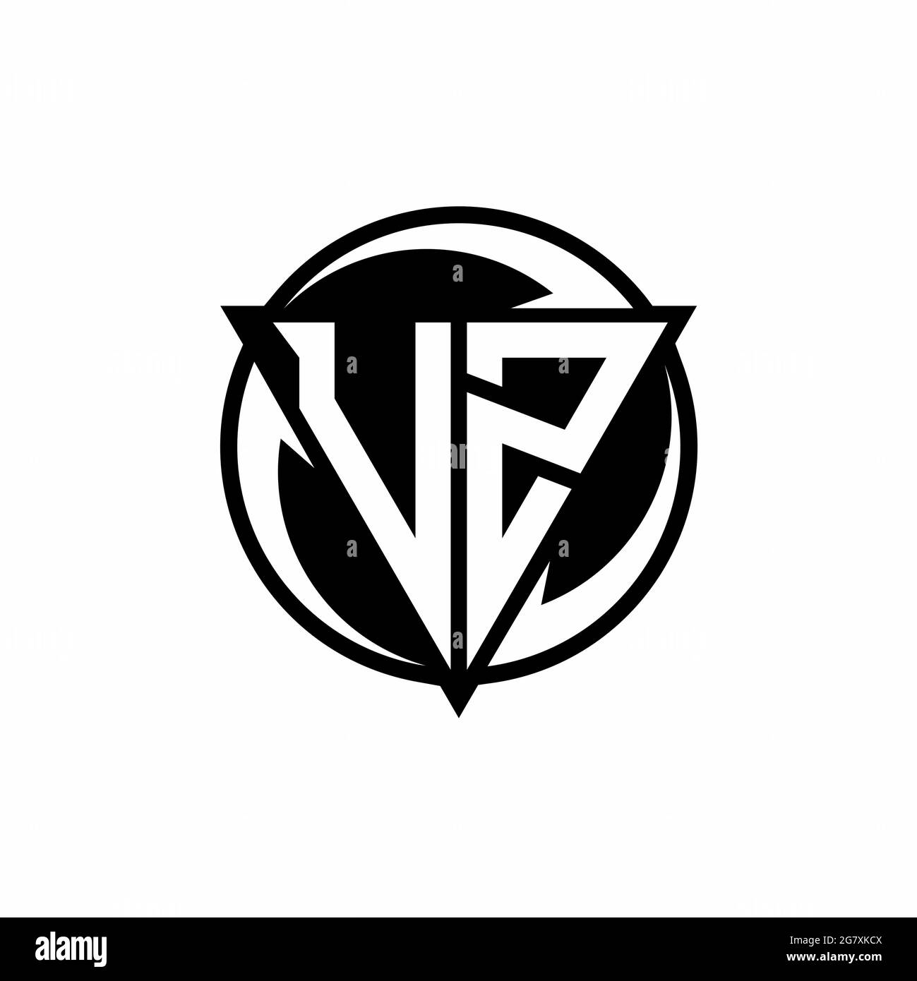 UZ logo with triangle shape and circle rounded design template isolated on white background Stock Vector