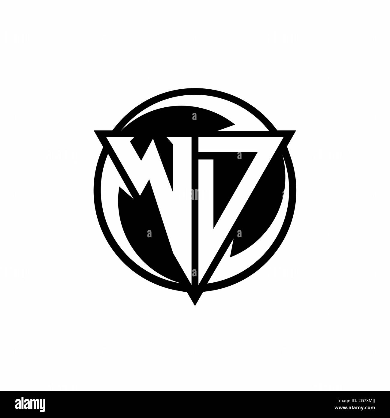 WD logo with triangle shape and circle rounded design template isolated on white background Stock Vector