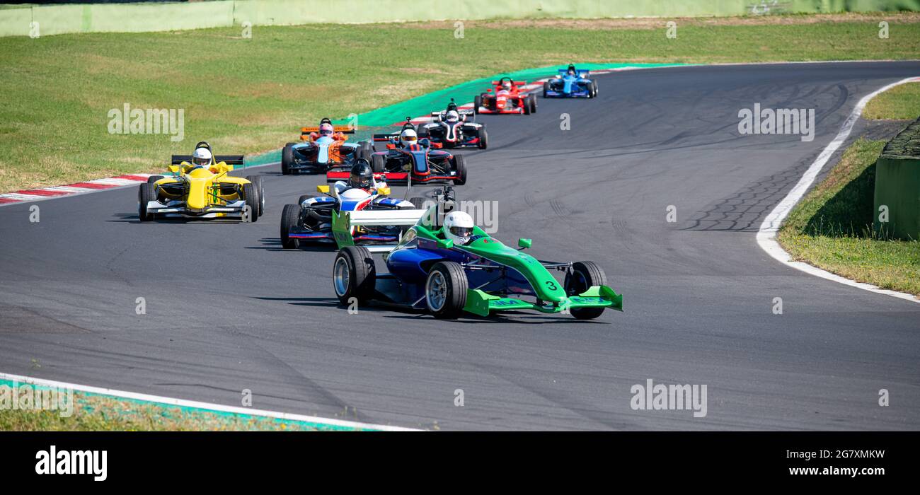 Vallelunga June 13 2021, Fx series racing. Formula cars group action during race on asphalt track circuit Stock Photo