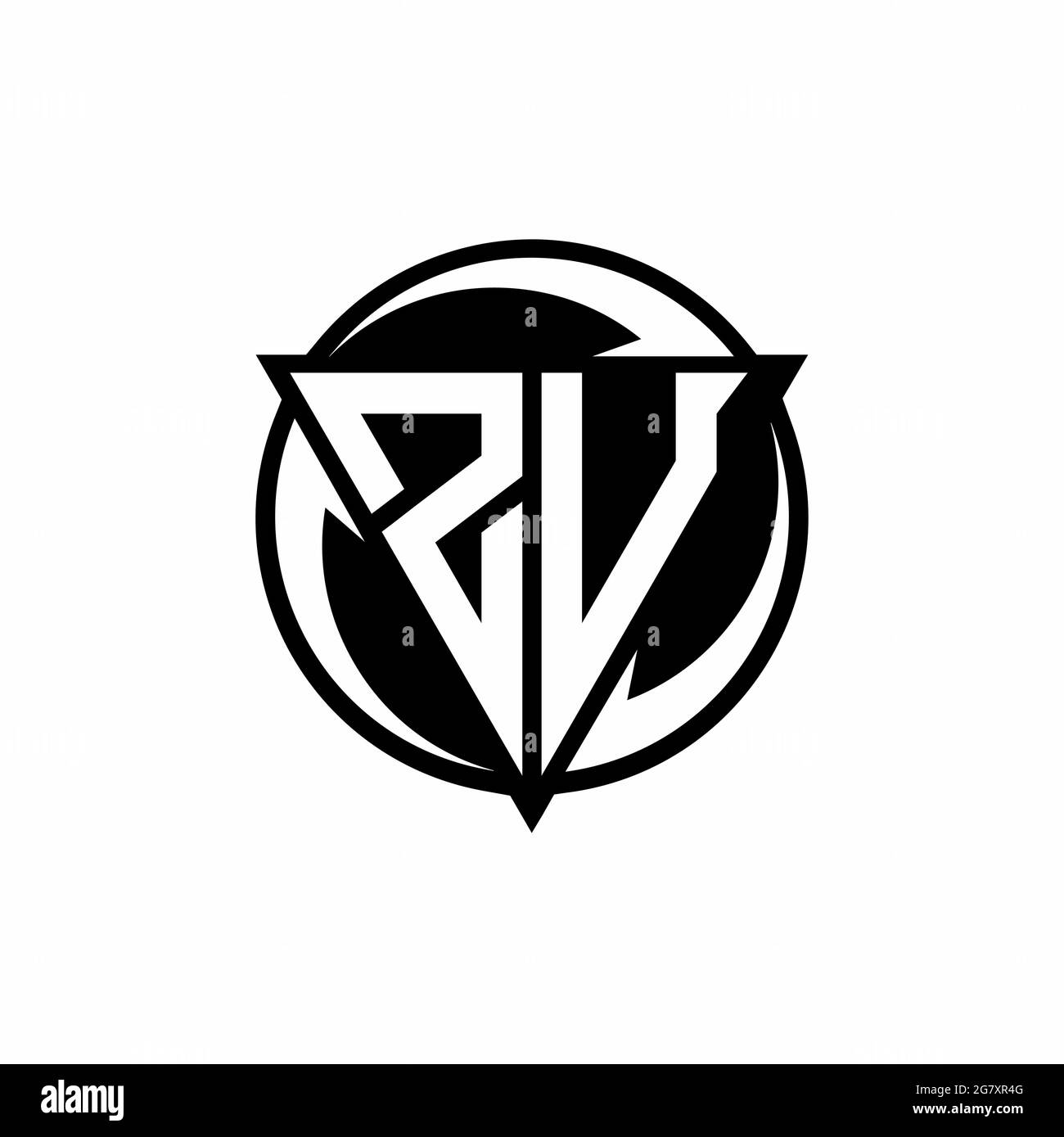 ZU logo with triangle shape and circle rounded design template isolated on white background Stock Vector