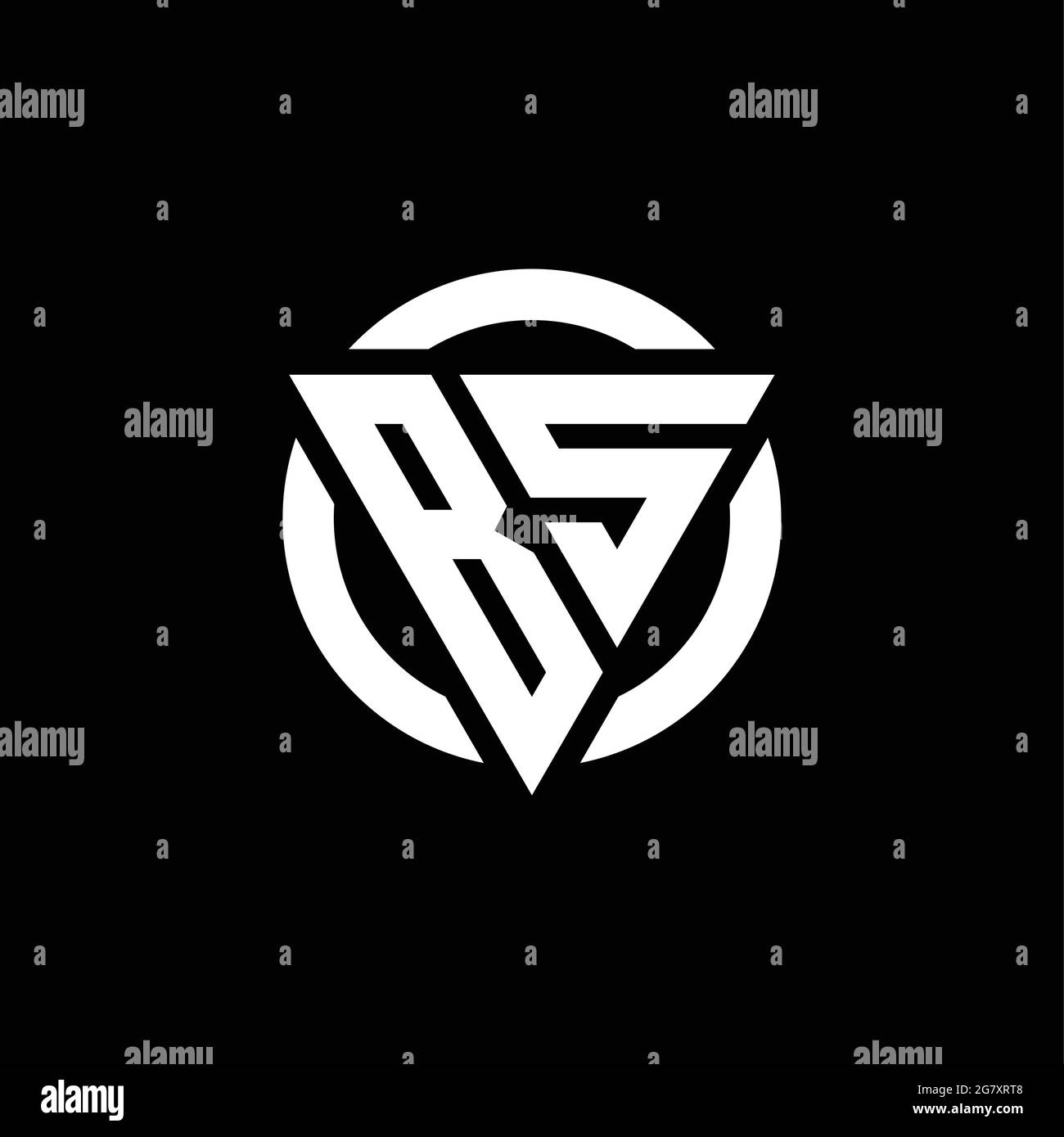 BS logo with triangle shape and circle rounded design template isolated ...