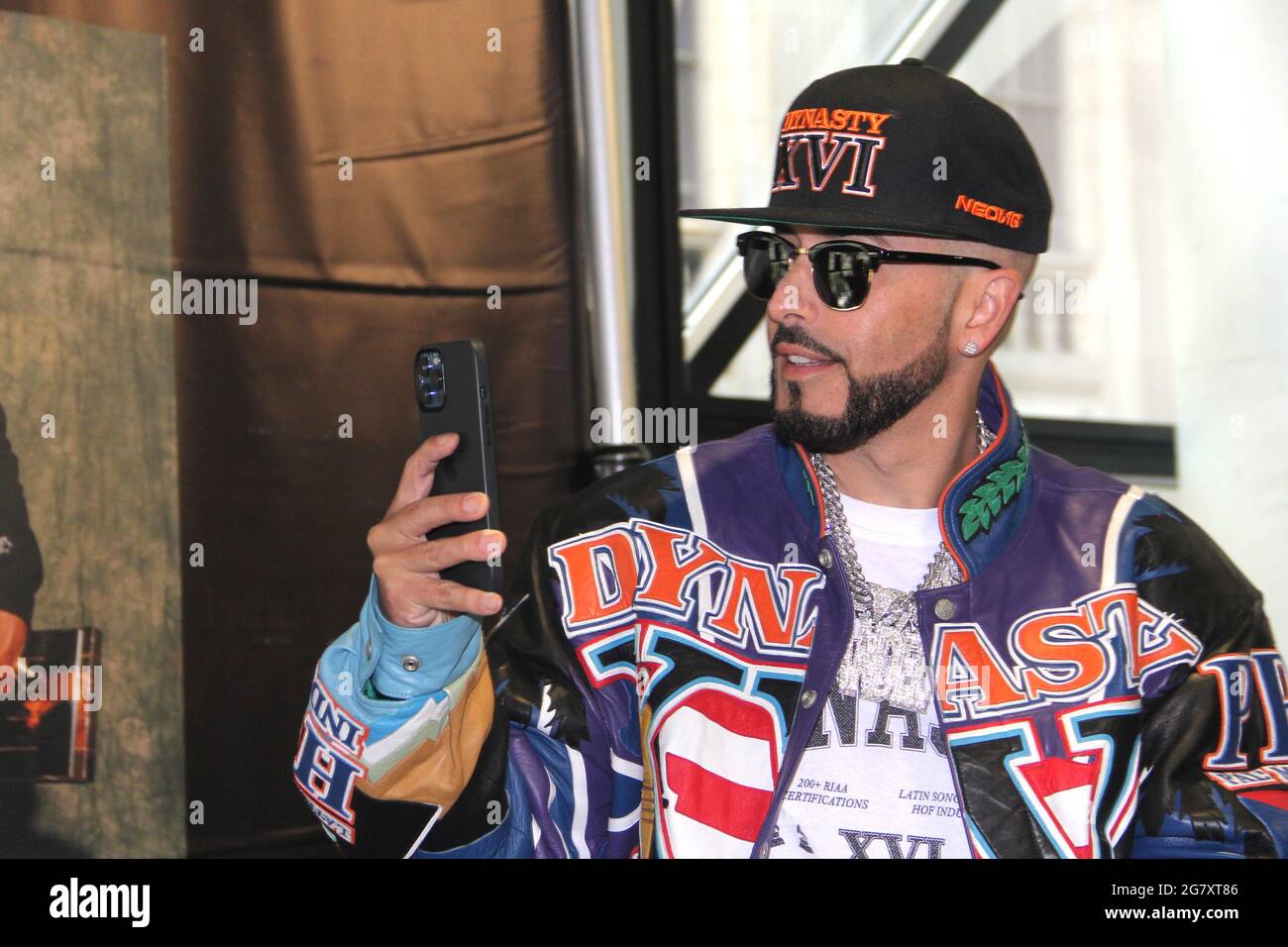 New York, NY, USA. 16th July, 2021. Yandel at the Tainy & Yandel press conference and meet and greet promoting the premiere of album 'Dynasty' at PUMA NYC Flagship Store in New York City on July 16, 2021. Credit: Erik Nielsen/Media Punch/Alamy Live News Stock Photo