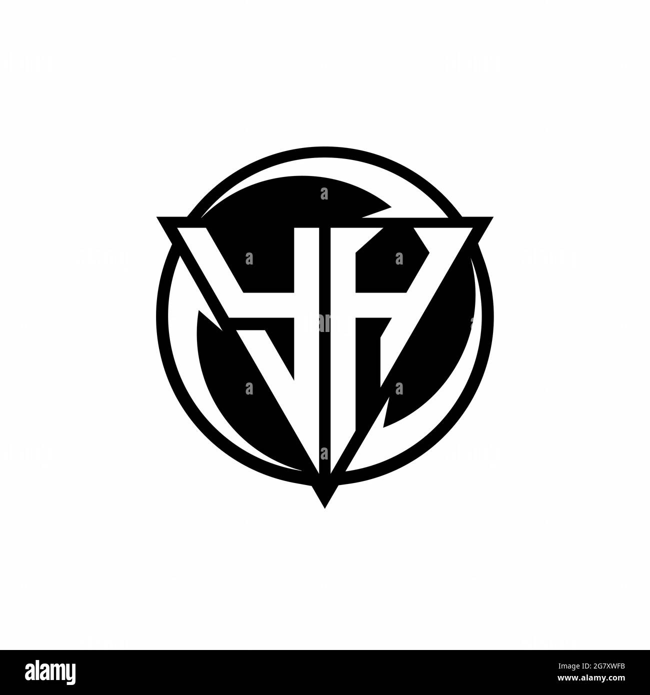 YH logo with triangle shape and circle rounded design template isolated on white background Stock Vector