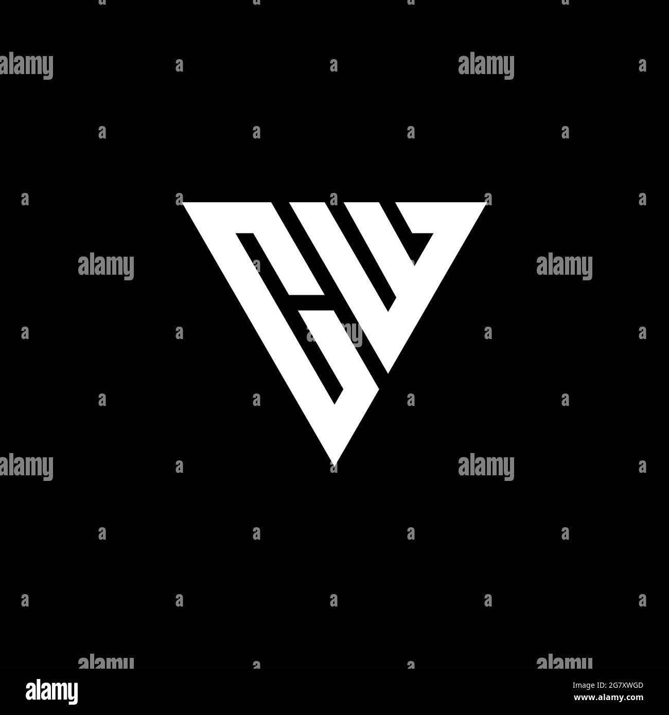 CW Logo letter monogram with triangle shape design template isolated on black background Stock Vector