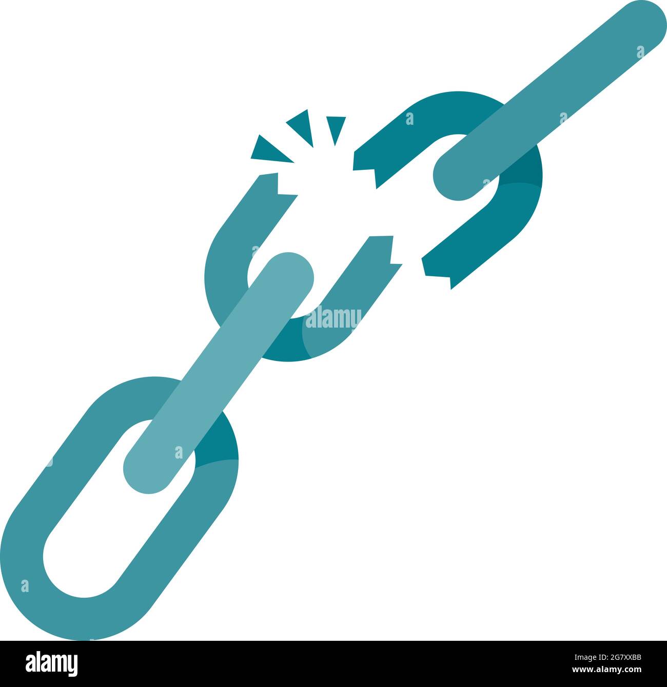 Broken chain icon. Flat illustration of broken chain vector icon isolated on white background Stock Vector
