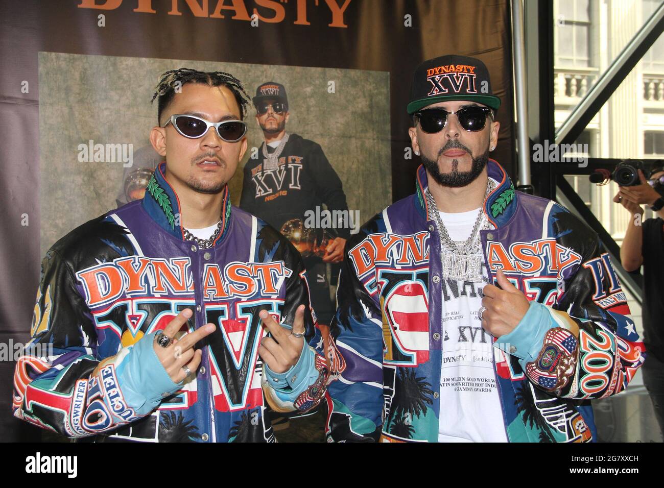 New York, NY, USA. 16th July, 2021. Tainy & Yandel press conference and meet and greet promoting the premiere of album 'Dynasty' at PUMA NYC Flagship Store in New York City on July 16, 2021. Credit: Erik Nielsen/Media Punch/Alamy Live News Stock Photo
