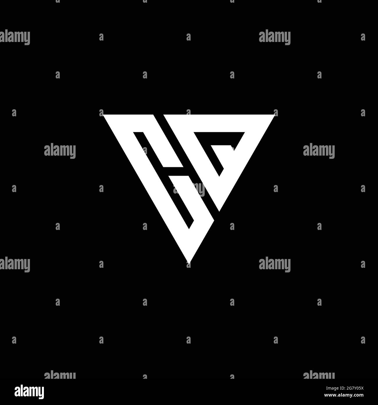 CQ Logo letter monogram with triangle shape design template isolated on black background Stock Vector