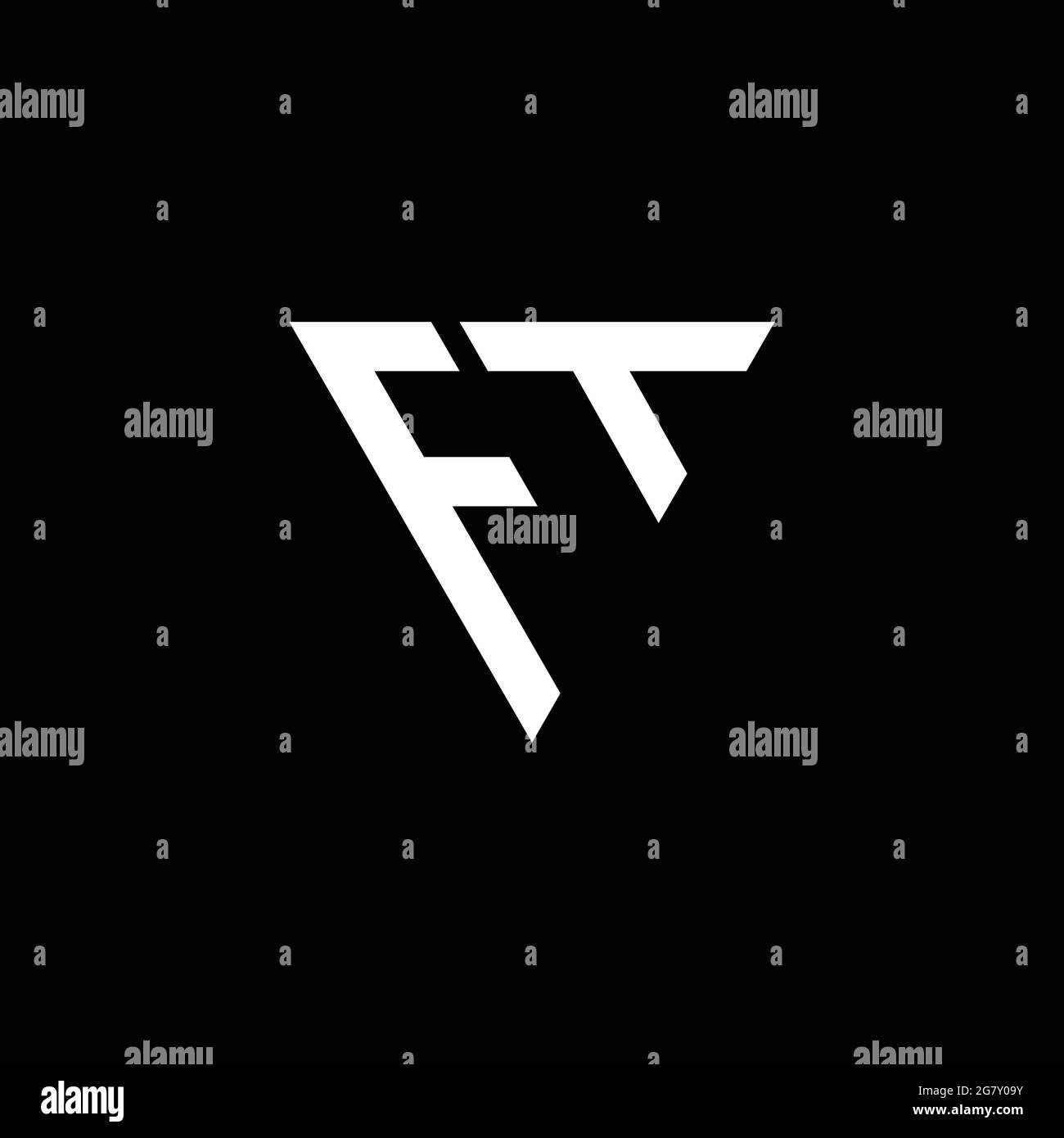 FT Logo letter monogram with triangle shape design template isolated on black background Stock Vector