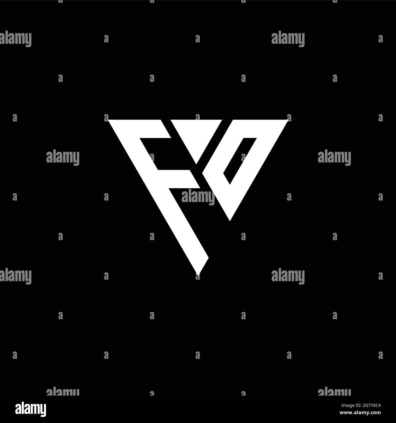 FO Logo letter monogram with triangle shape design template isolated on black background Stock Vector