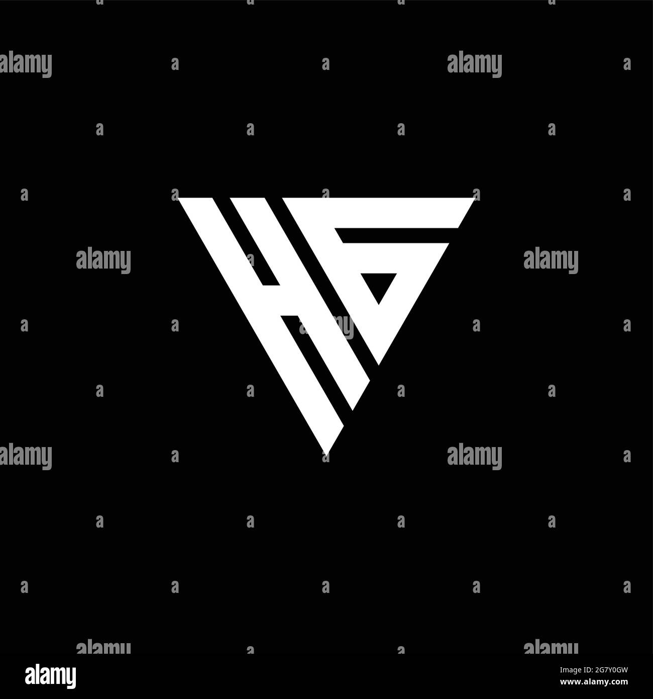 HG Logo letter monogram with triangle shape design template isolated on ...