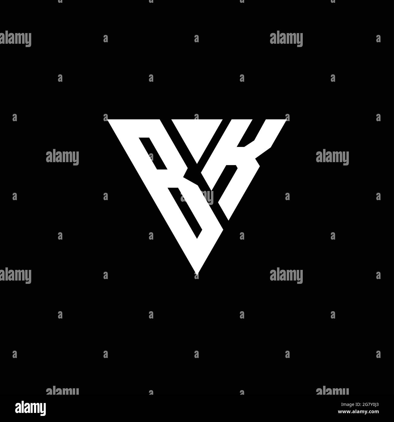 BK Logo letter monogram with triangle shape design template isolated on ...