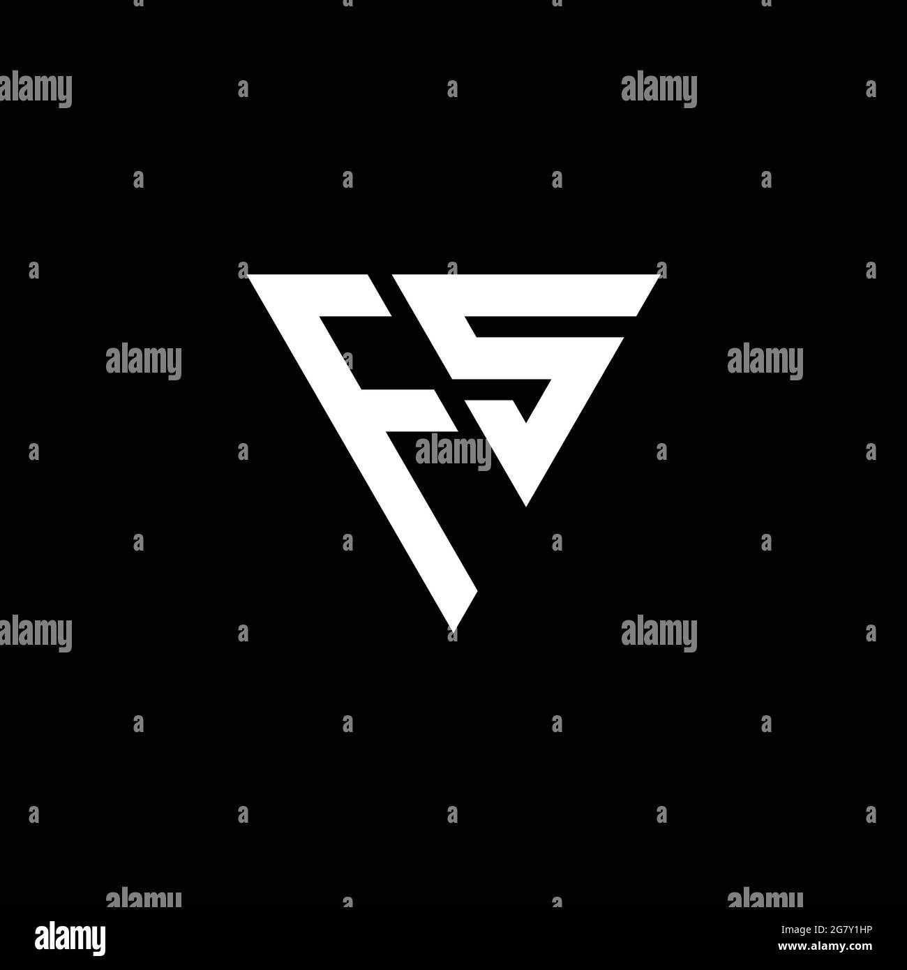 FS Logo letter monogram with triangle shape design template isolated on black background Stock Vector