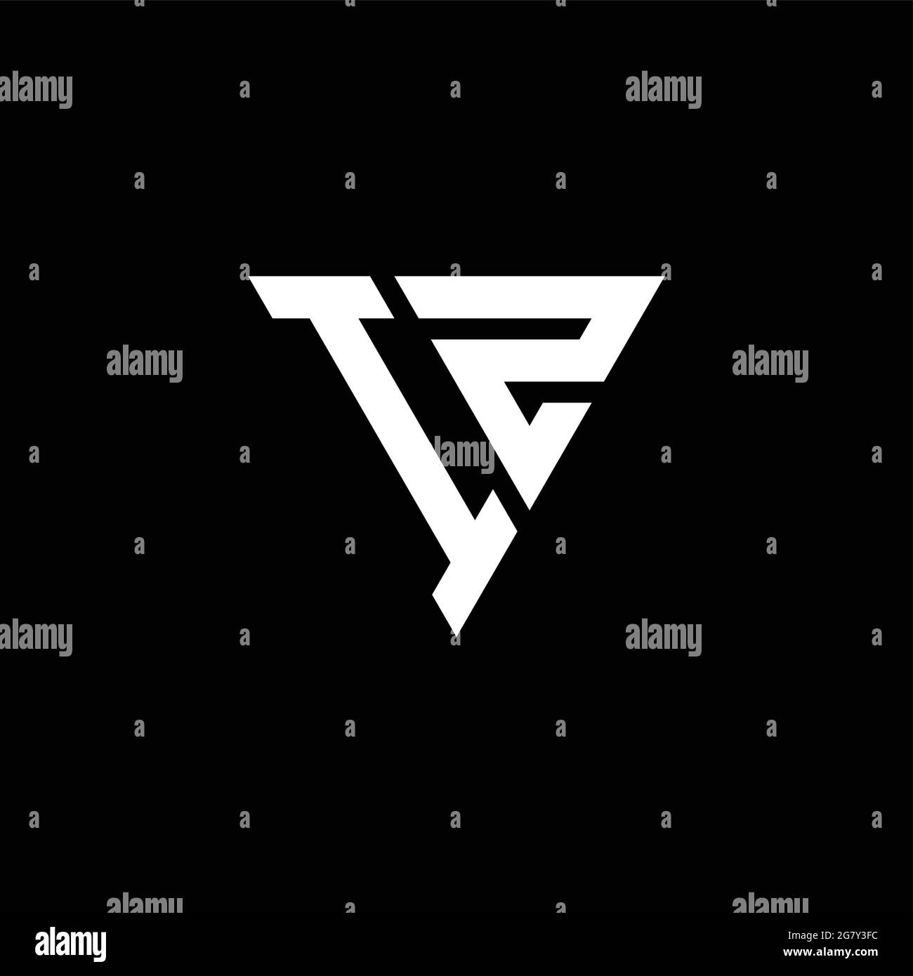 IZ Logo letter monogram with triangle shape design template isolated on black background Stock Vector