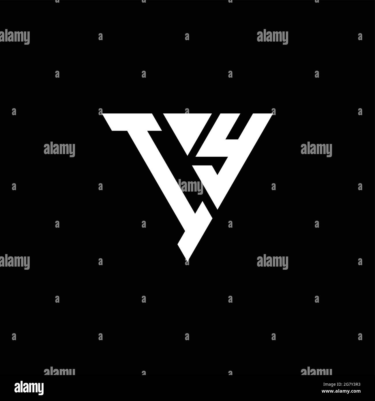 IY Logo letter monogram with triangle shape design template isolated on black background Stock Vector