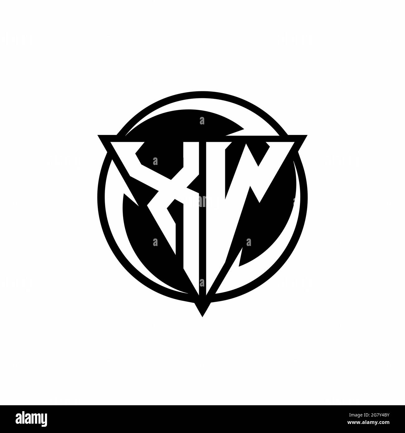 XW logo with triangle shape and circle rounded design template isolated on white background Stock Vector