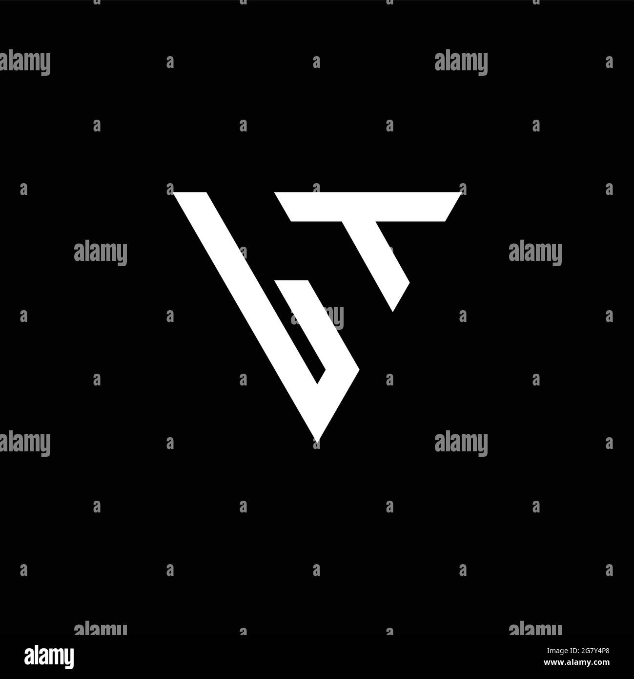 LT Logo letter monogram with triangle shape design template isolated on black background Stock Vector