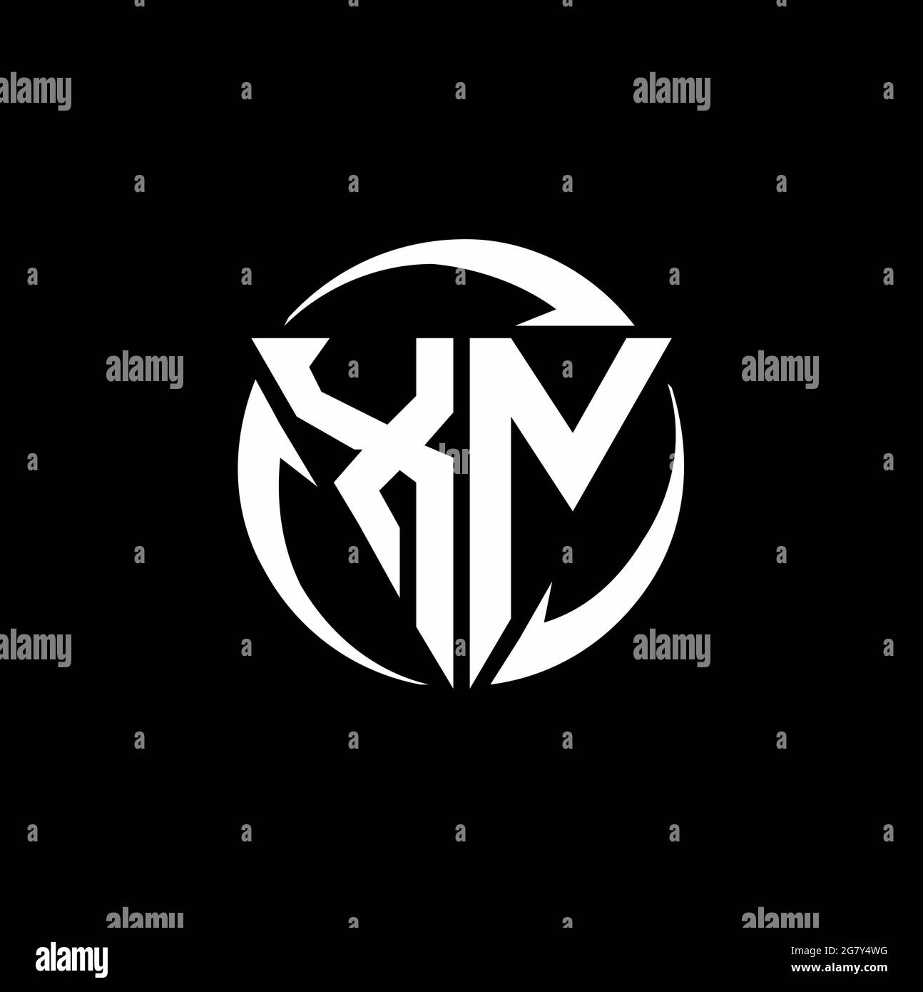 XN logo with triangle shape and circle rounded design template isolated on black background Stock Vector