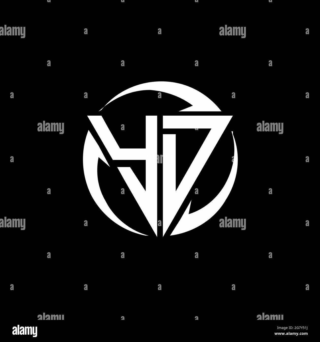 YD logo with triangle shape and circle rounded design template isolated on black background Stock Vector