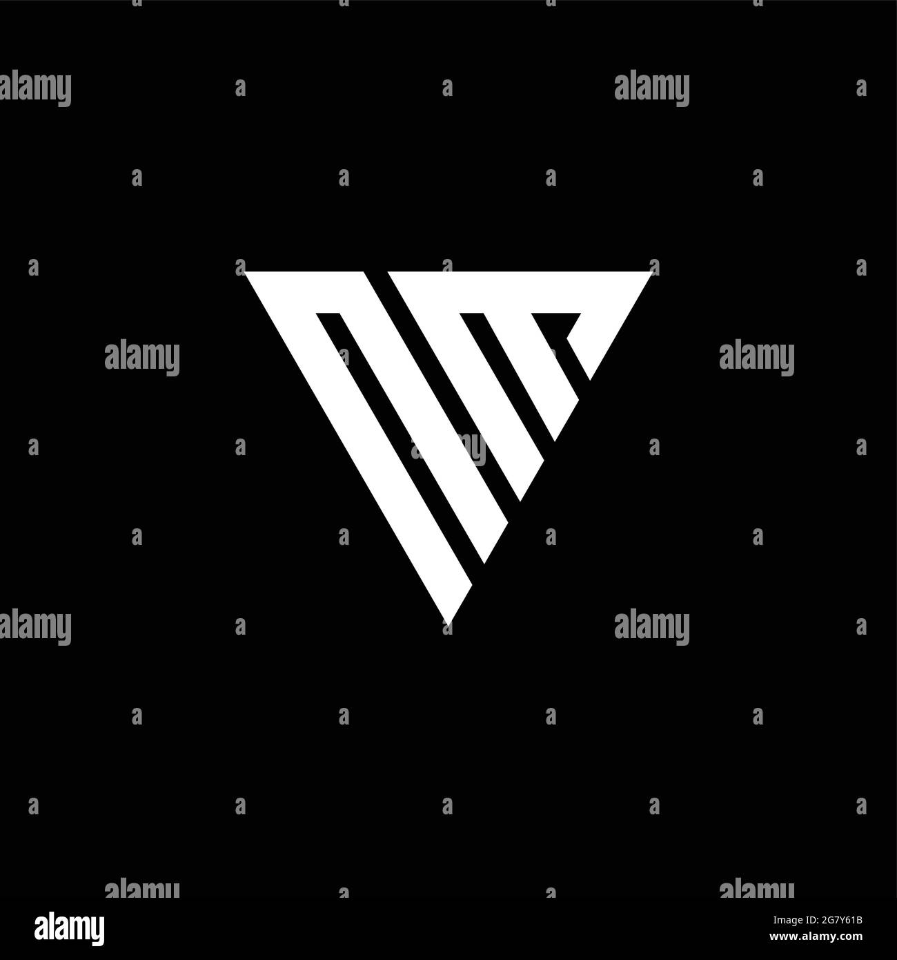 NM Logo letter monogram with triangle shape design template isolated on black background Stock Vector