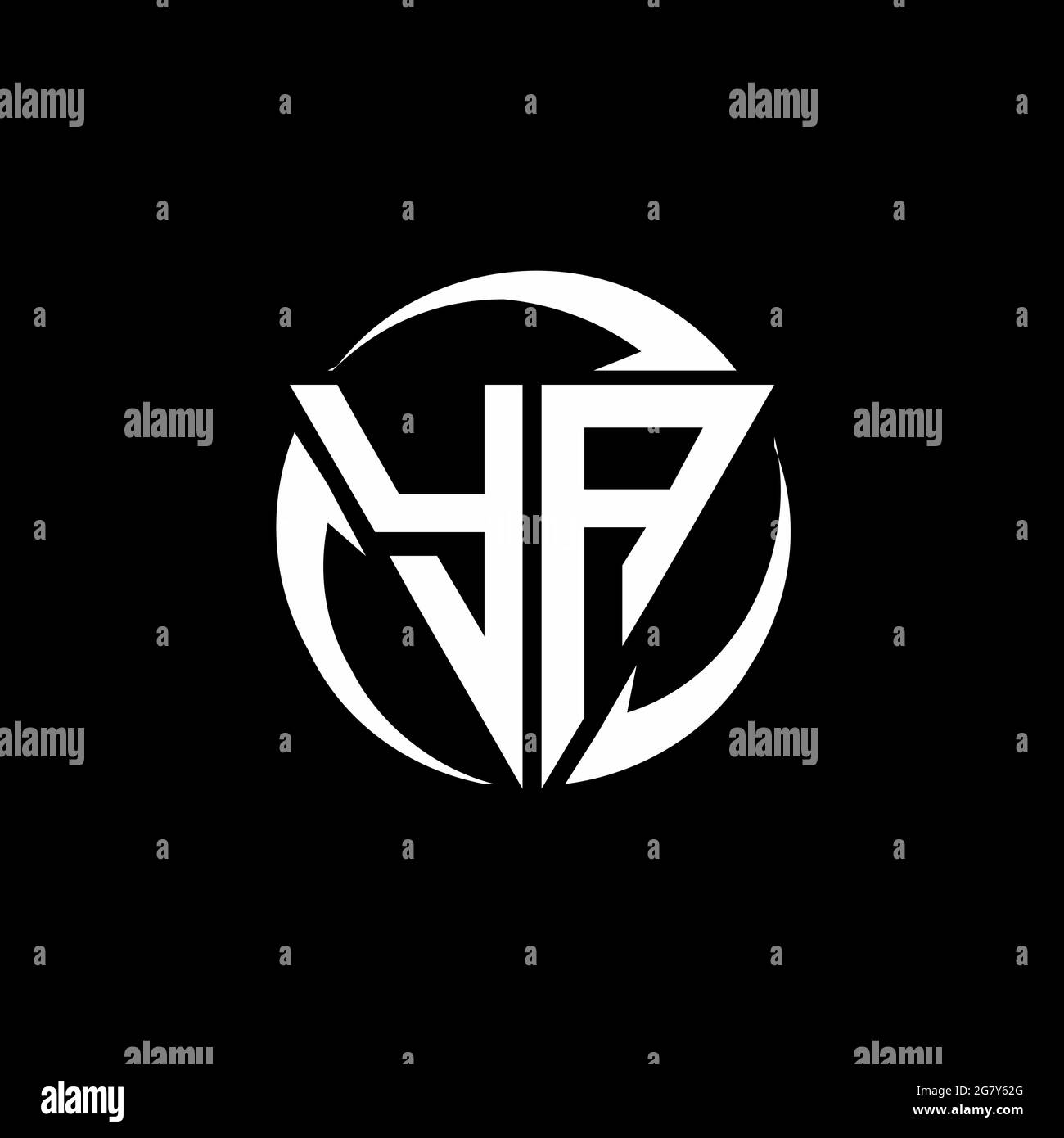 YA logo with triangle shape and circle rounded design template isolated on black background Stock Vector