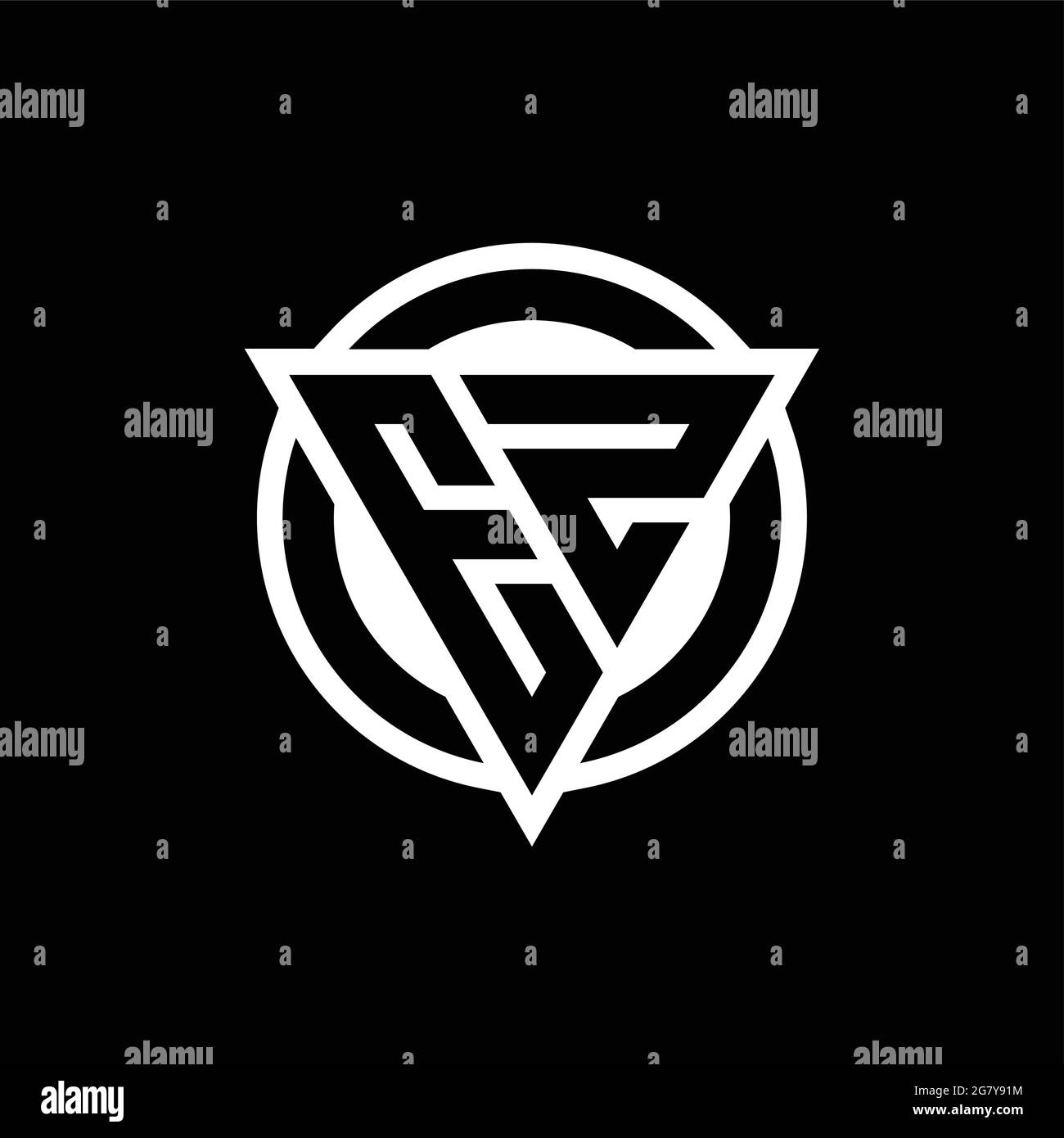 EZ logo with negative space triangle shape and circle rounded design ...