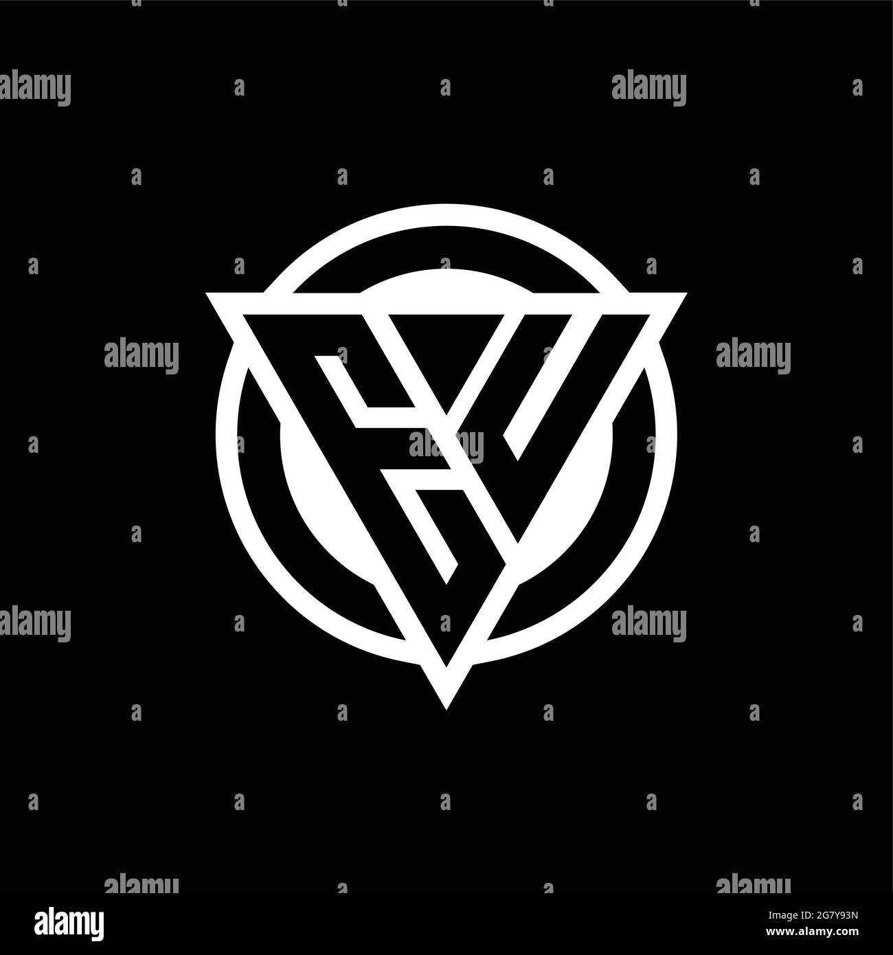 EU logo with negative space triangle shape and circle rounded design template isolated on black background Stock Vector