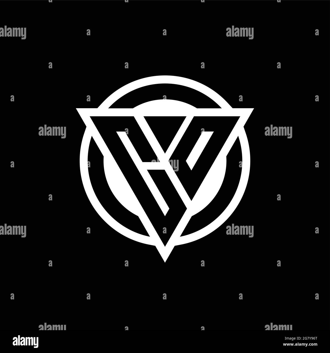 CO logo with negative space triangle shape and circle rounded design template isolated on black background Stock Vector