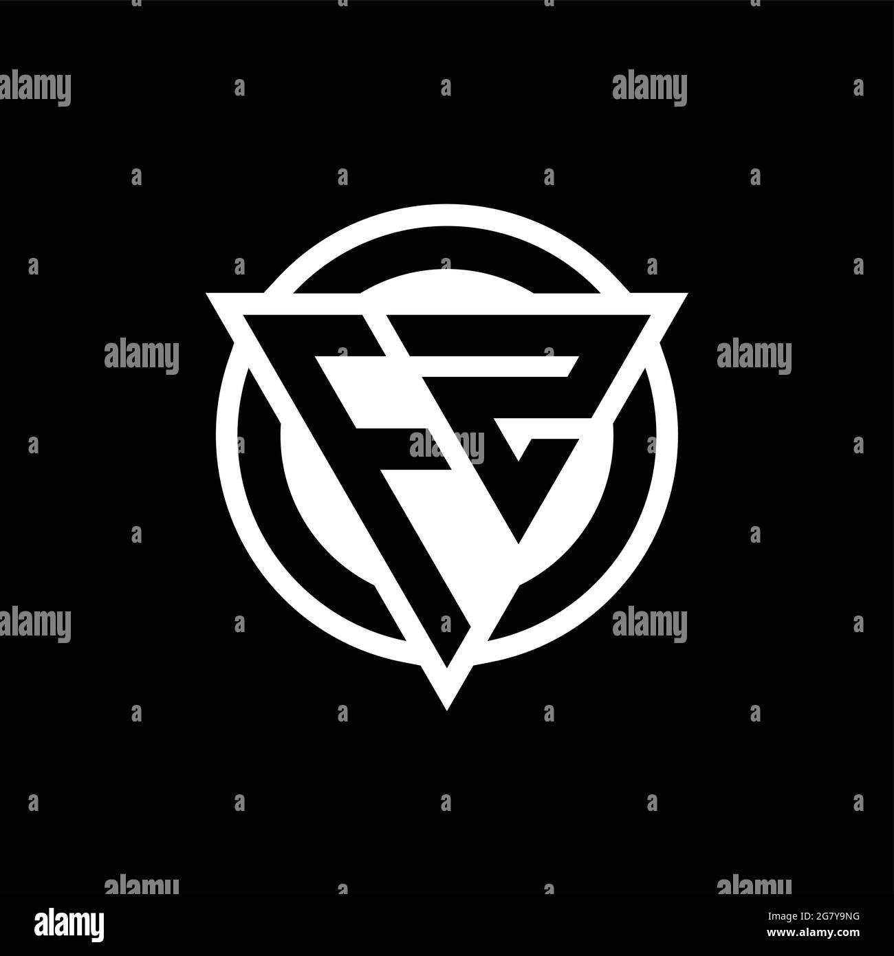 FZ logo with negative space triangle shape and circle rounded design template isolated on black background Stock Vector