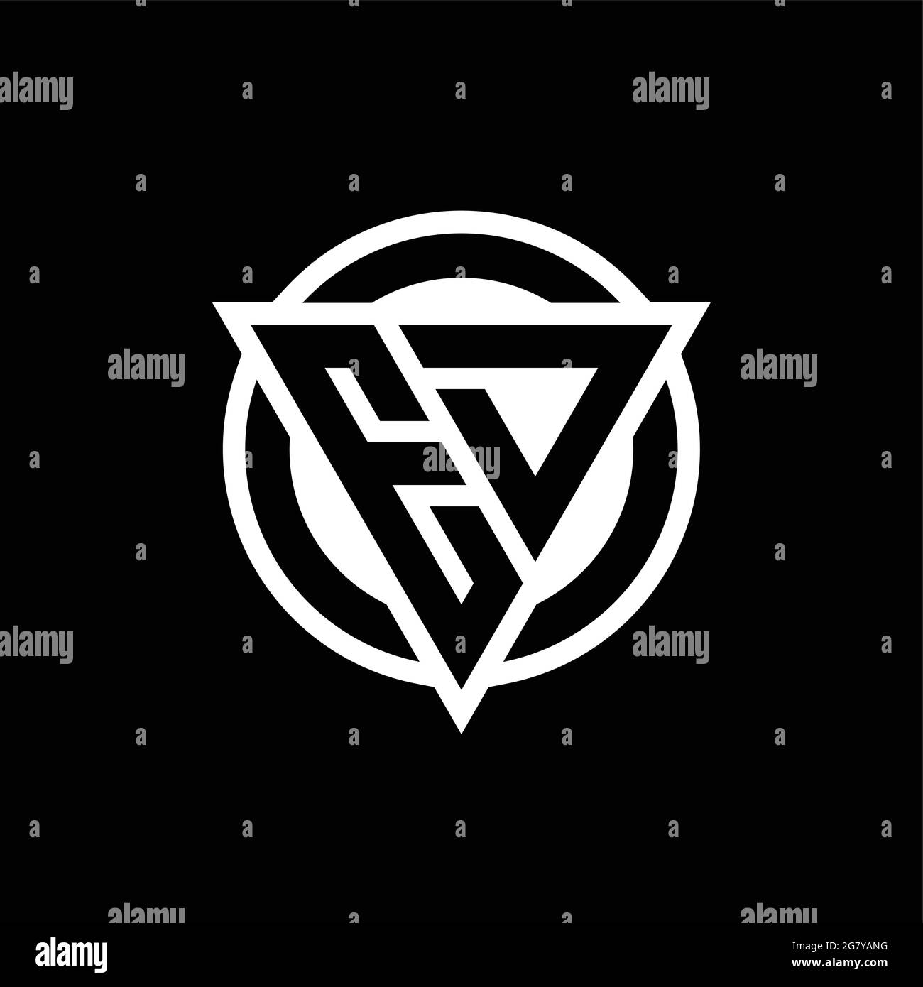 ED logo with negative space triangle shape and circle rounded design template isolated on black background Stock Vector