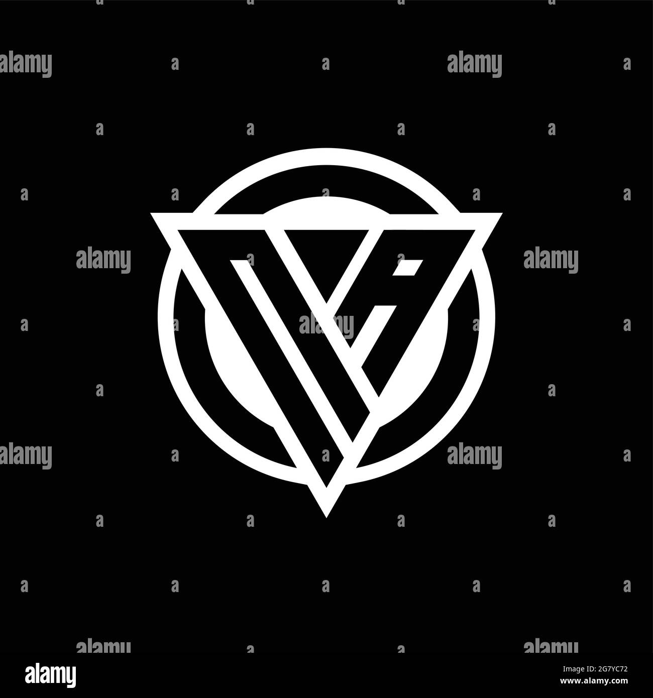 NA logo with negative space triangle shape and circle rounded design template isolated on black background Stock Vector