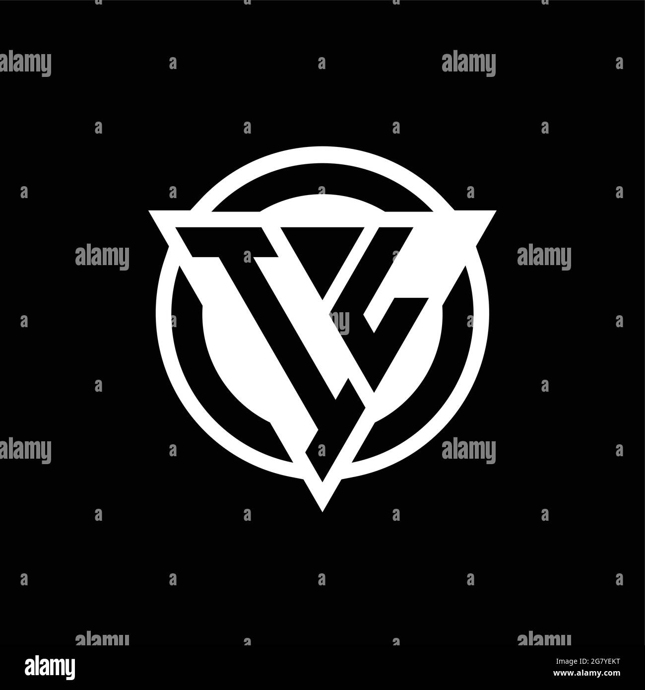IL logo with negative space triangle shape and circle rounded design template isolated on black background Stock Vector