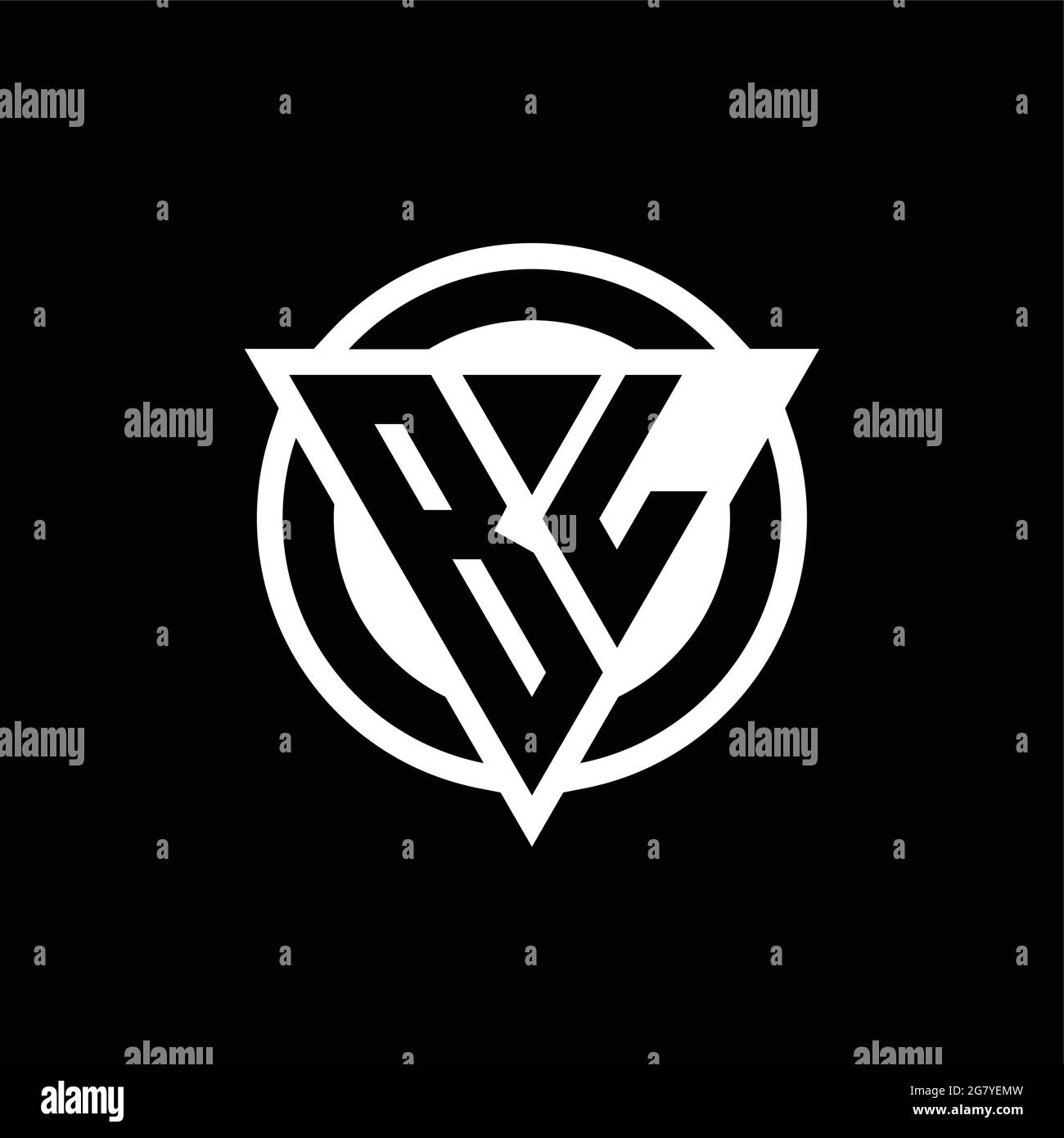 BL logo with negative space triangle shape and circle rounded design template isolated on black background Stock Vector