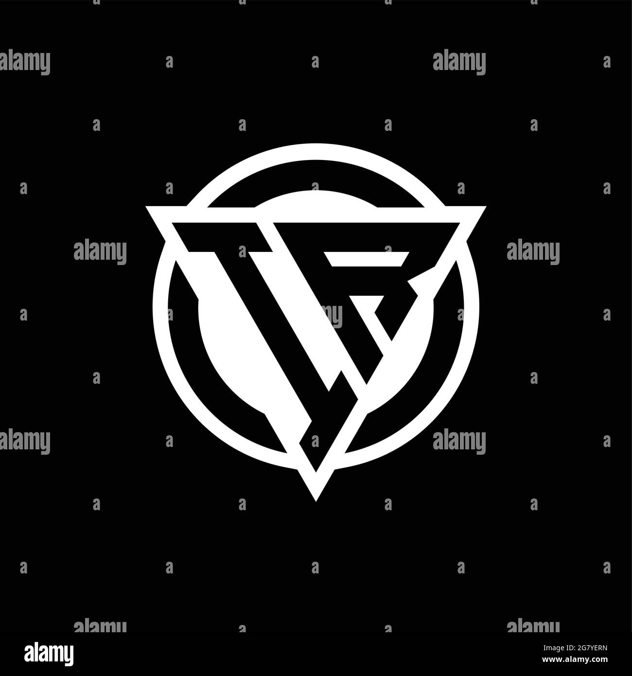 IR logo with negative space triangle shape and circle rounded design template isolated on black background Stock Vector