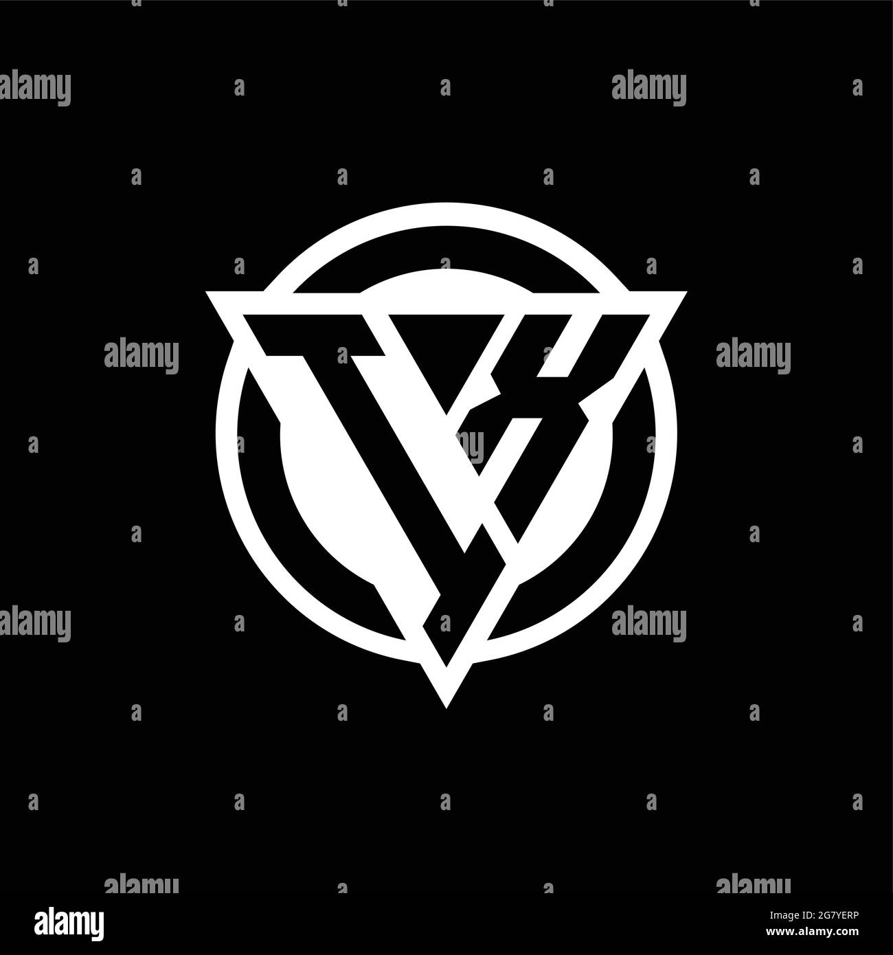 IX logo with negative space triangle shape and circle rounded design template isolated on black background Stock Vector