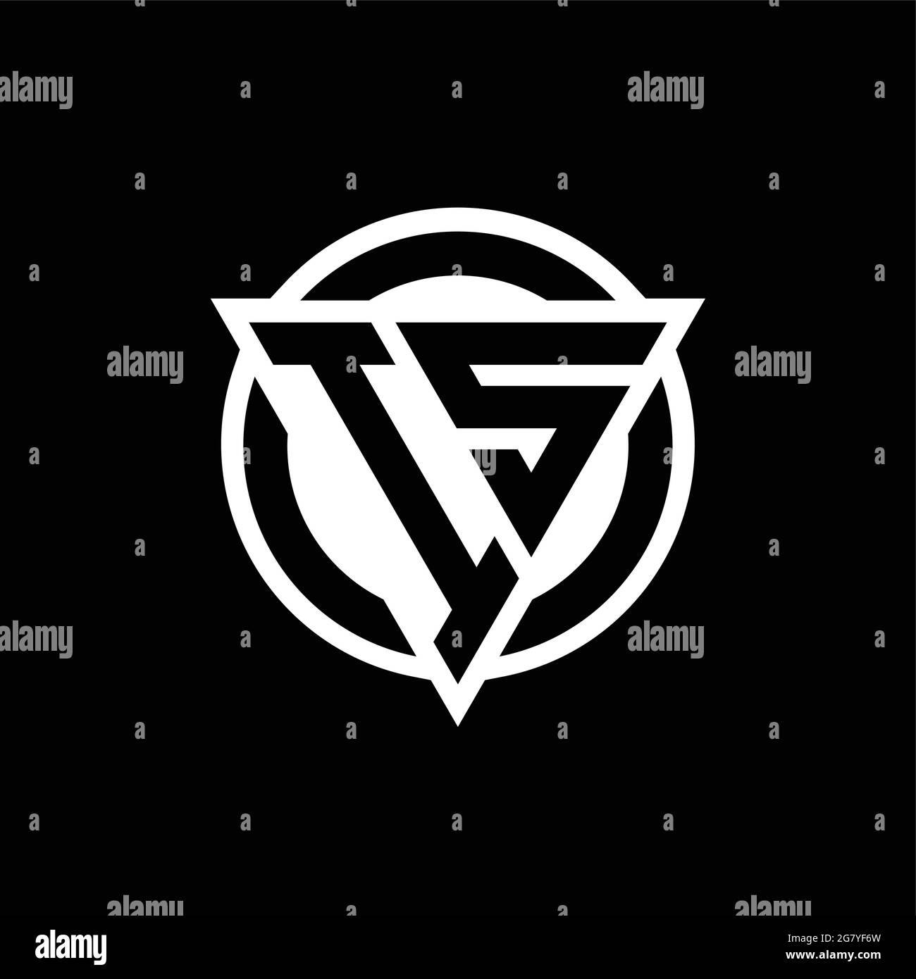 IS logo with negative space triangle shape and circle rounded design template isolated on black background Stock Vector