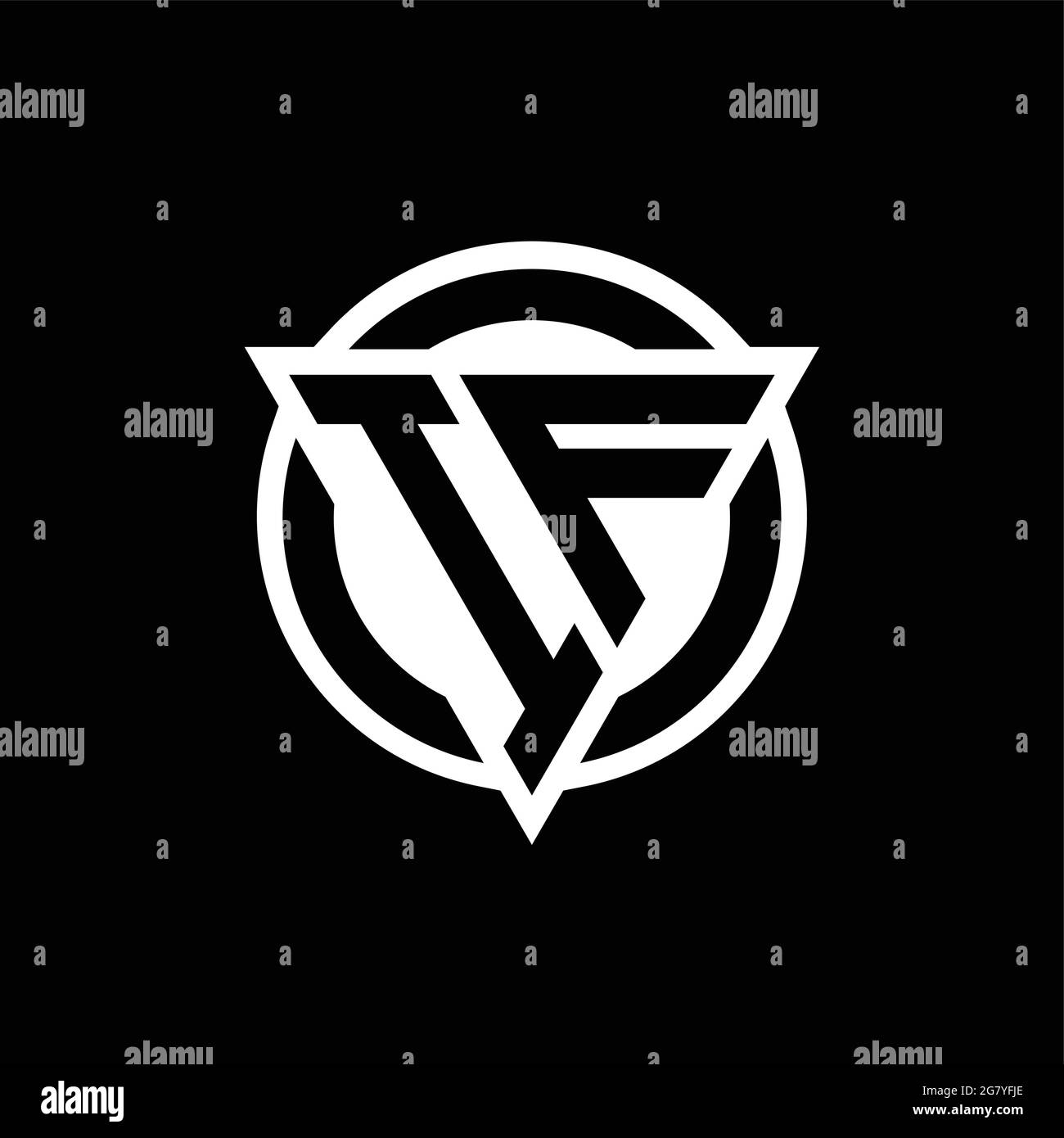 IF logo with negative space triangle shape and circle rounded design template isolated on black background Stock Vector