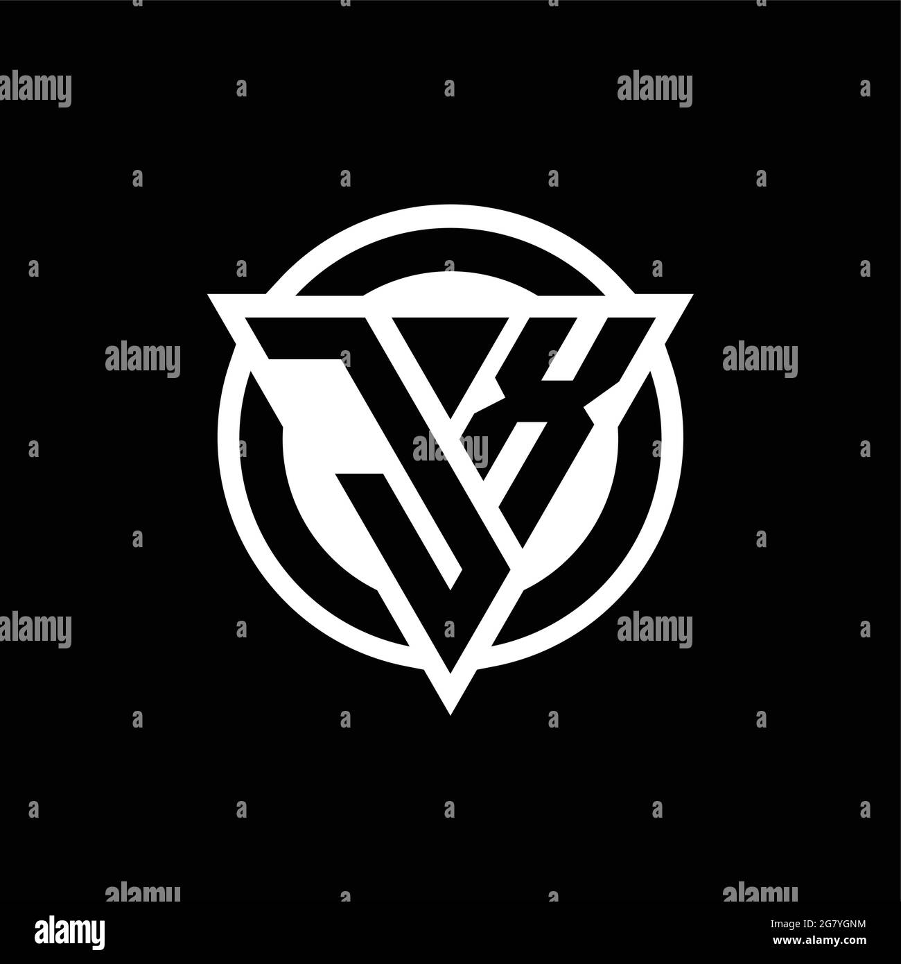 JX logo with negative space triangle shape and circle rounded design template isolated on black background Stock Vector