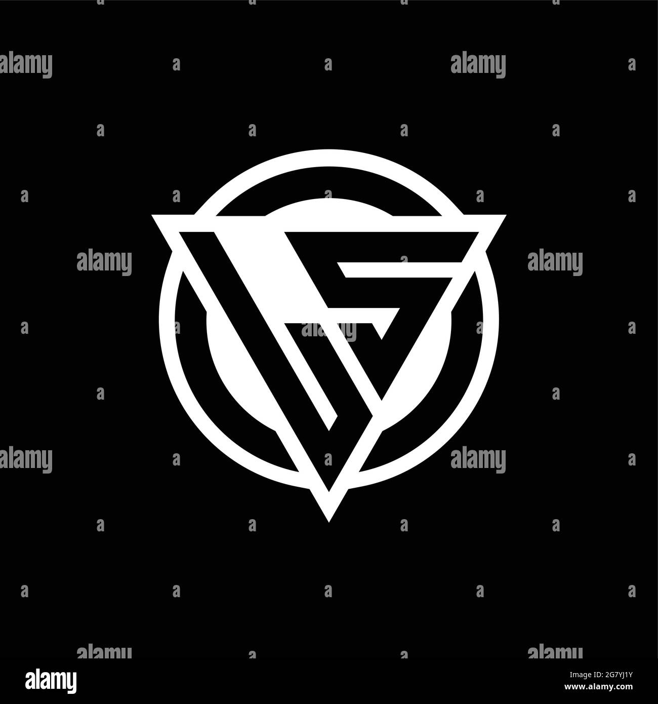 LS logo with negative space triangle shape and circle rounded design template isolated on black background Stock Vector