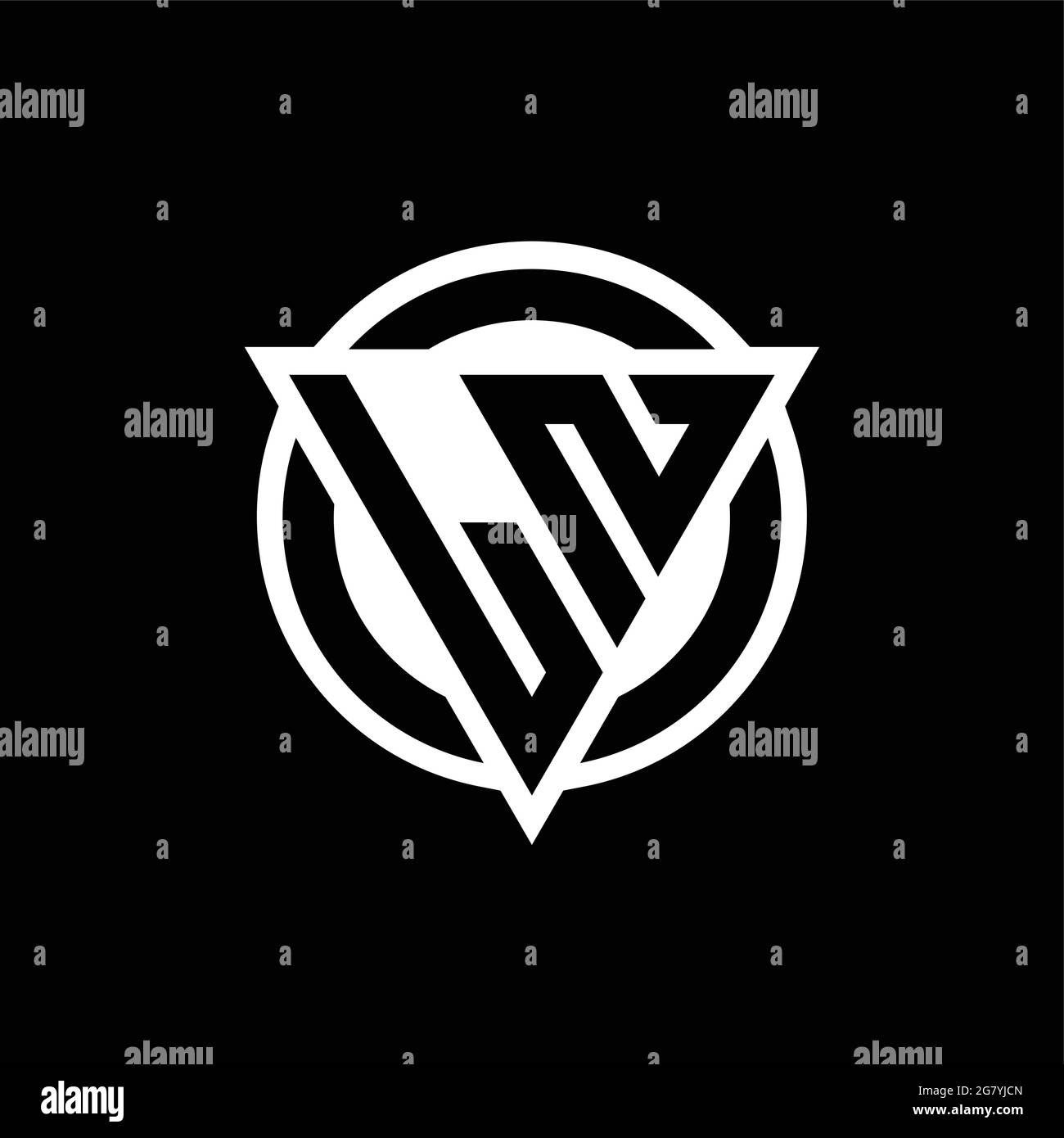 LN logo with negative space triangle shape and circle rounded design template isolated on black background Stock Vector